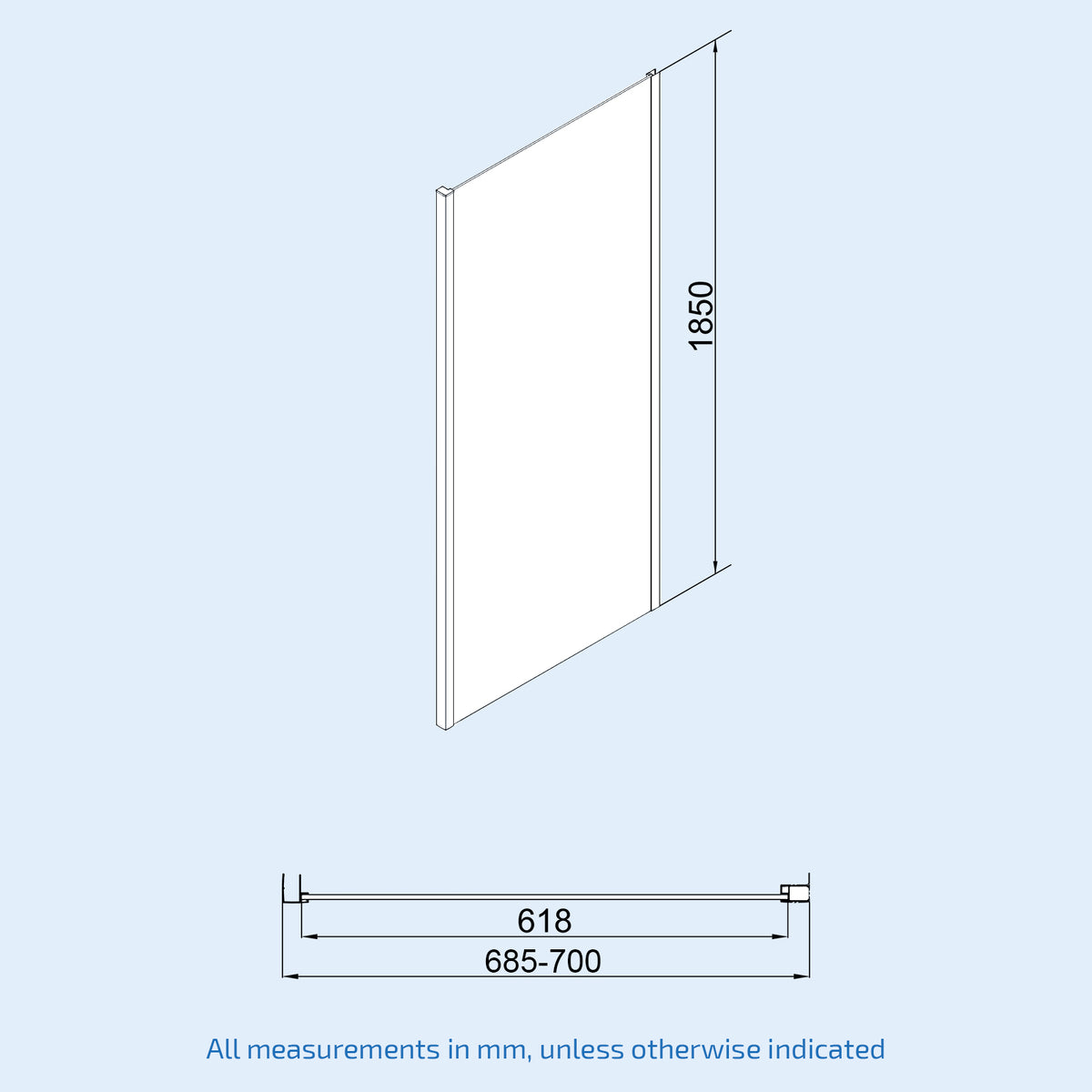 Shower Pivot Door 700mm x 1850mm & 700mm Side Panel with Tray and Waste