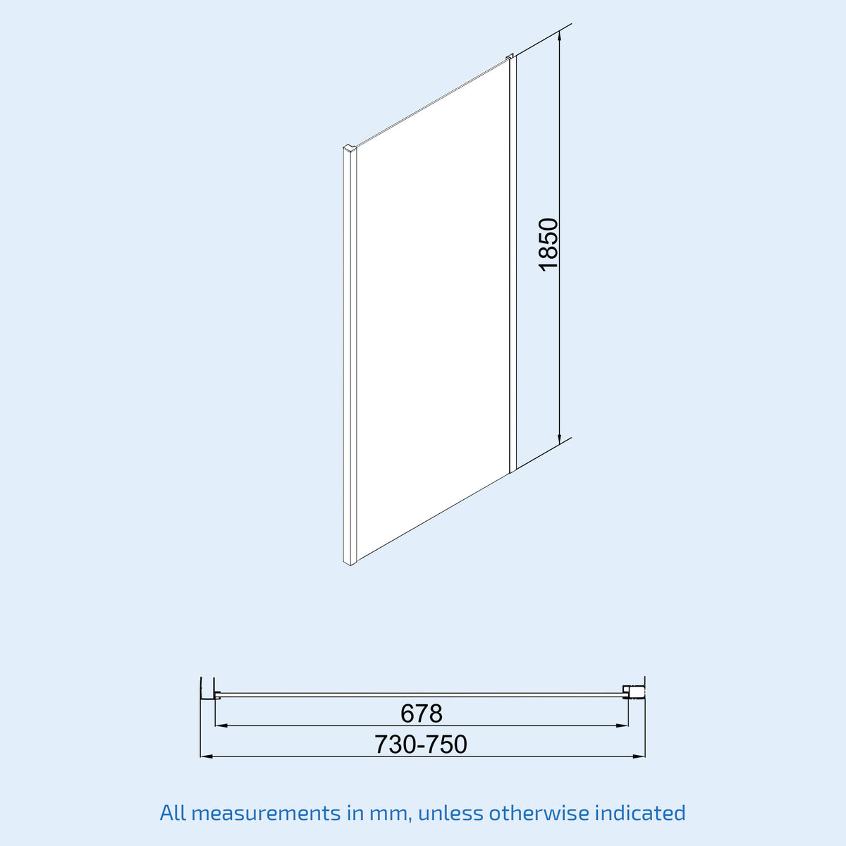 Shower Pivot Door 760mm x 1850mm & 760mm Side Panel with Tray and Waste