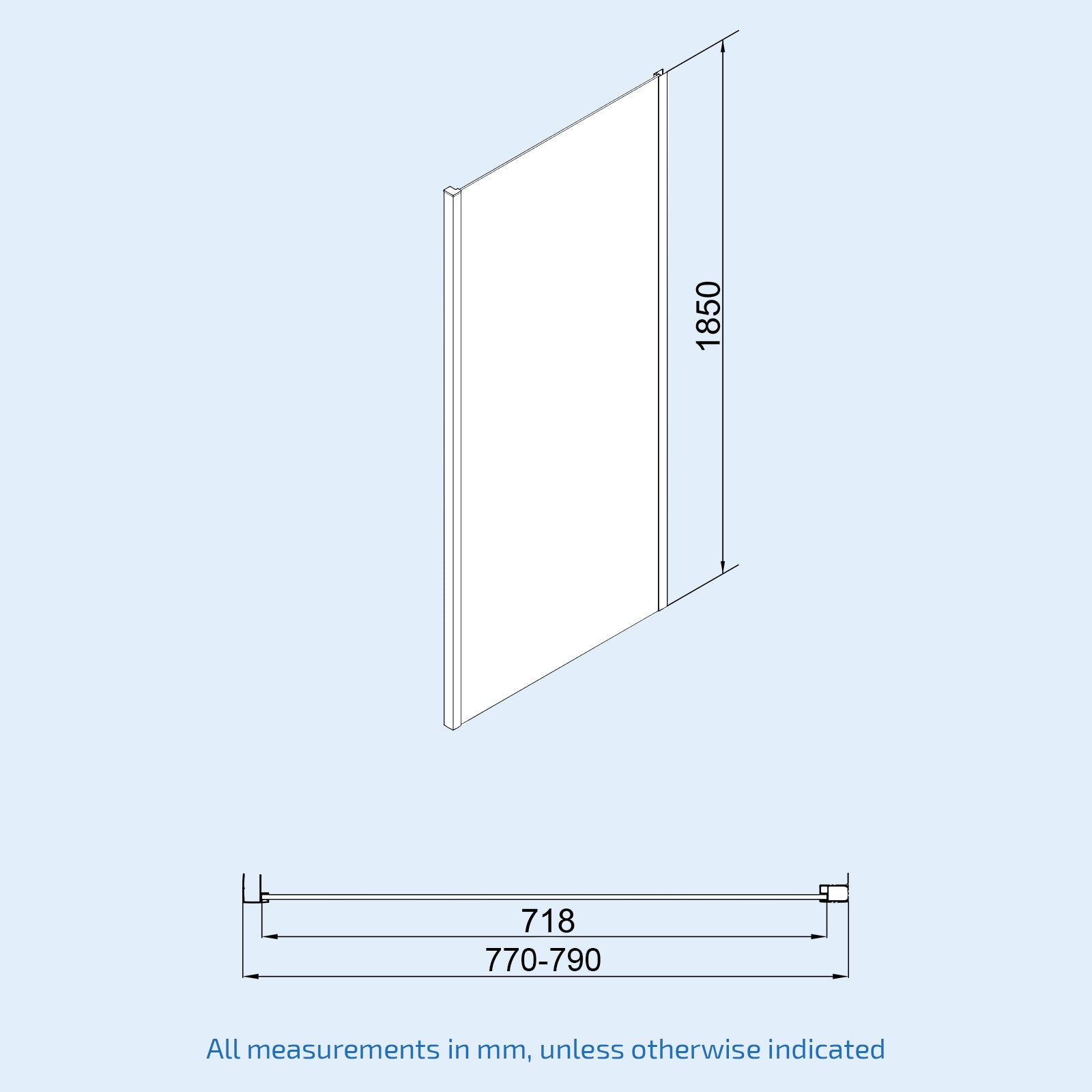 Slider Shower Door Enclosure with Frameless Glass Panel Screen + Tray