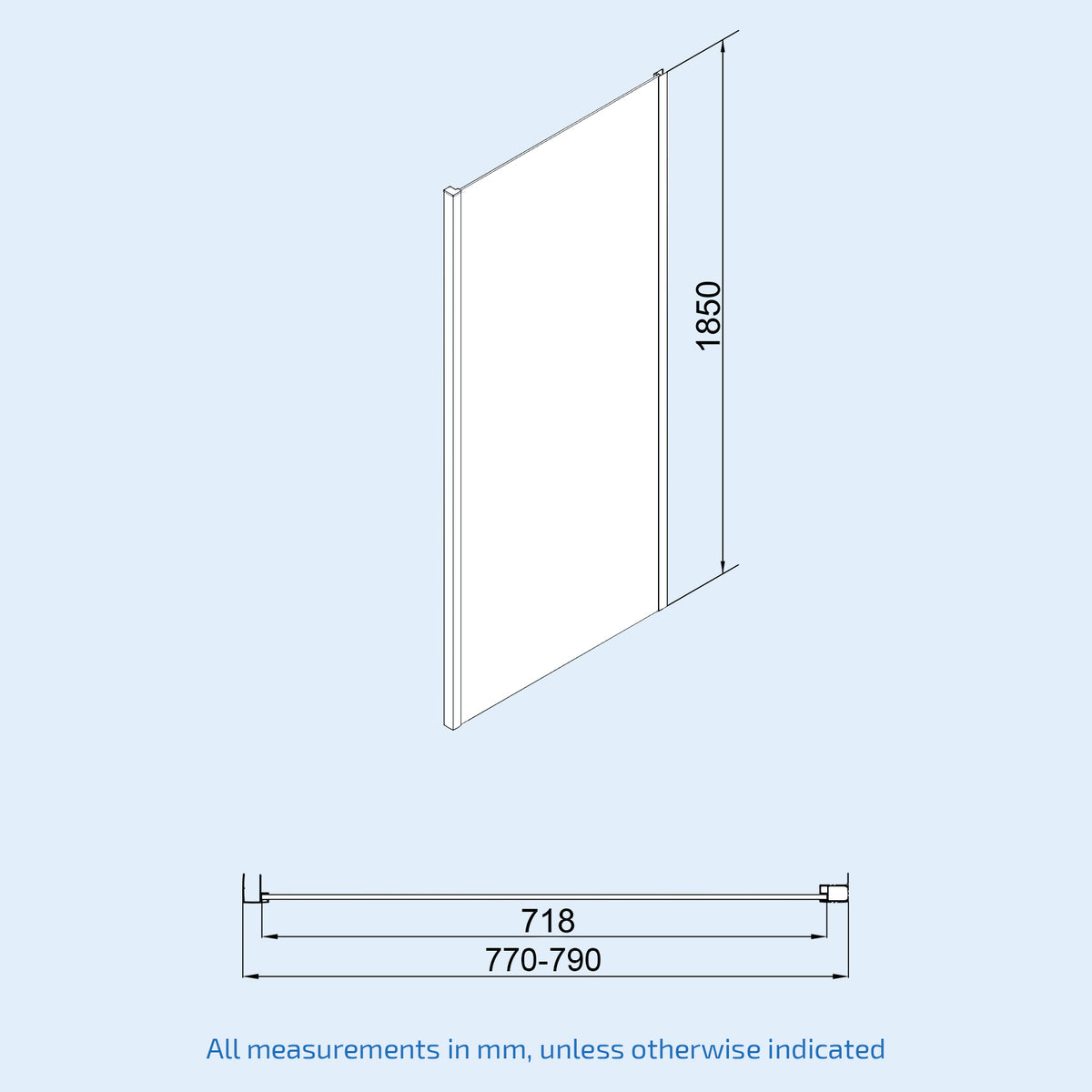 Shower Pivot Door 800mm x 1850mm & 800mm Side Panel with Tray and Waste