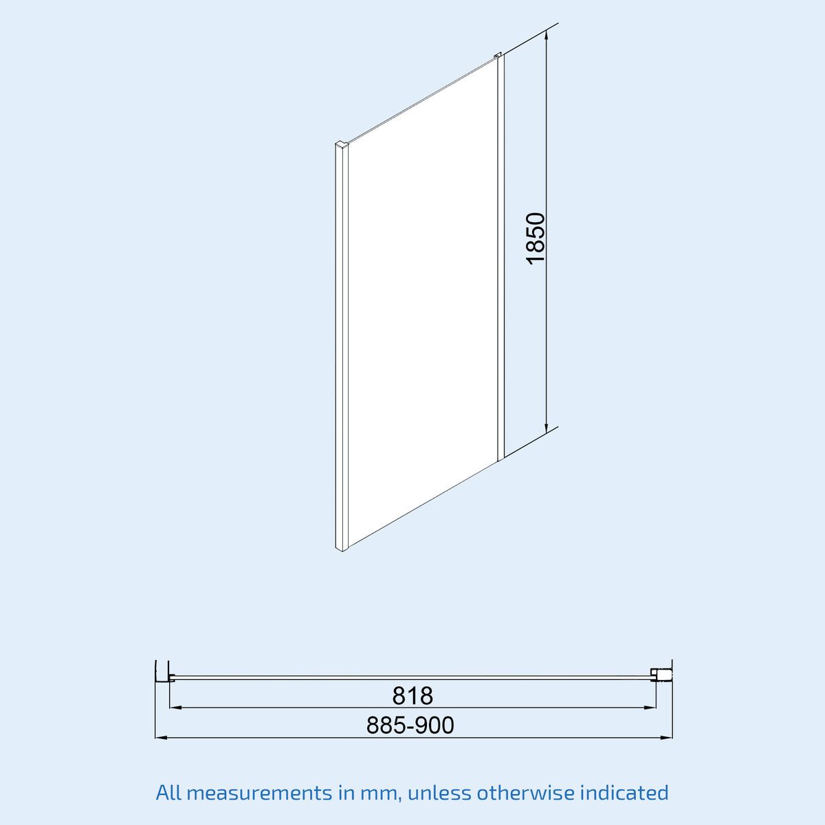 Shower Pivot Door 900mm x 1850mm & 900mm Side Panel with Tray and Waste