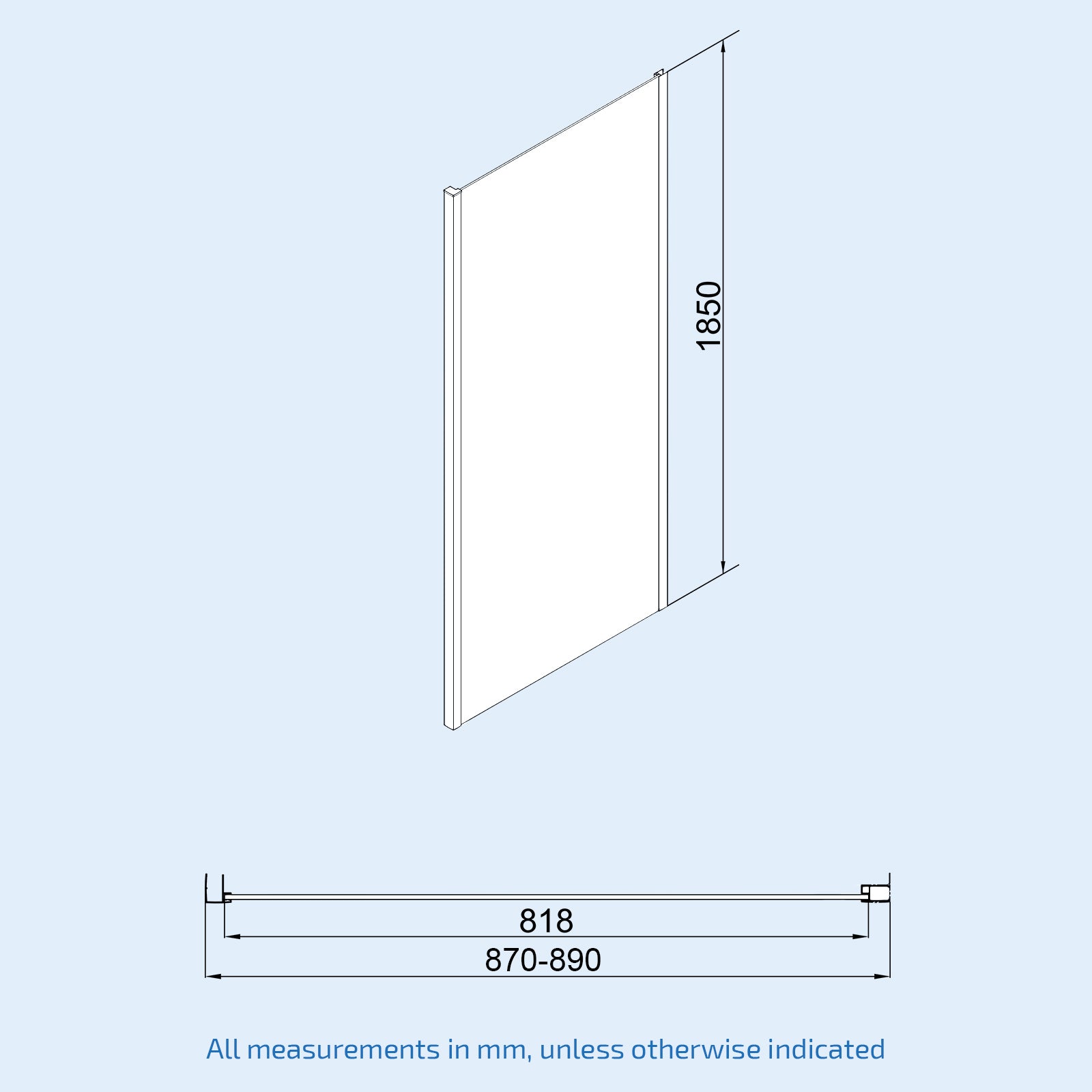 Magna 1700mm Matte Black Sliding Shower Door, 900mm Frameless Glass Screen