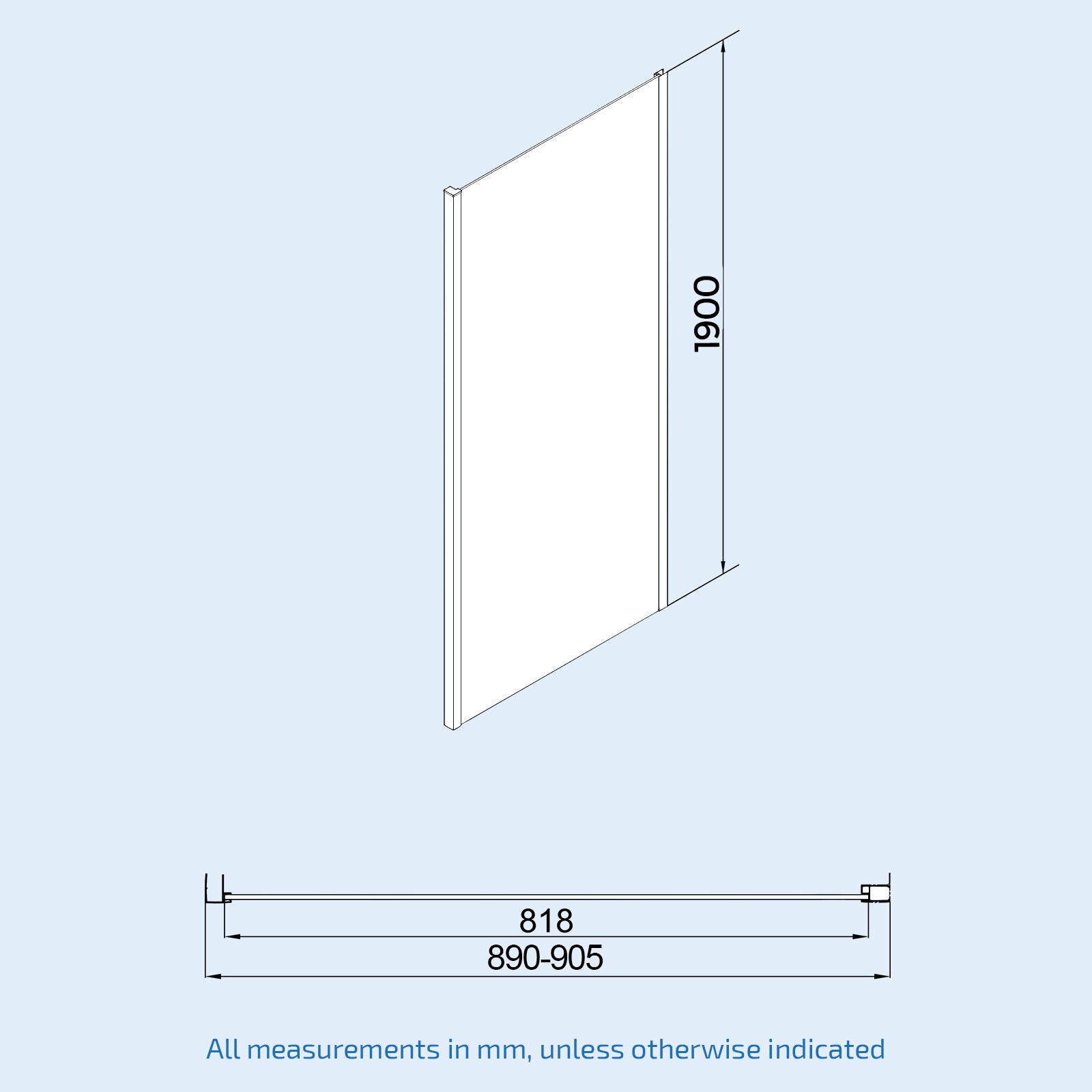 Hardwick Frameless Sliding Shower Enclosure Door & Side Panel 1100 x 900mm