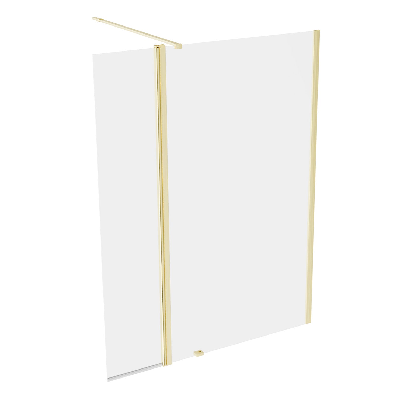 Brushed Brass 1000mm Wet Room Screen 8mm Glass & Flipper Return Panel