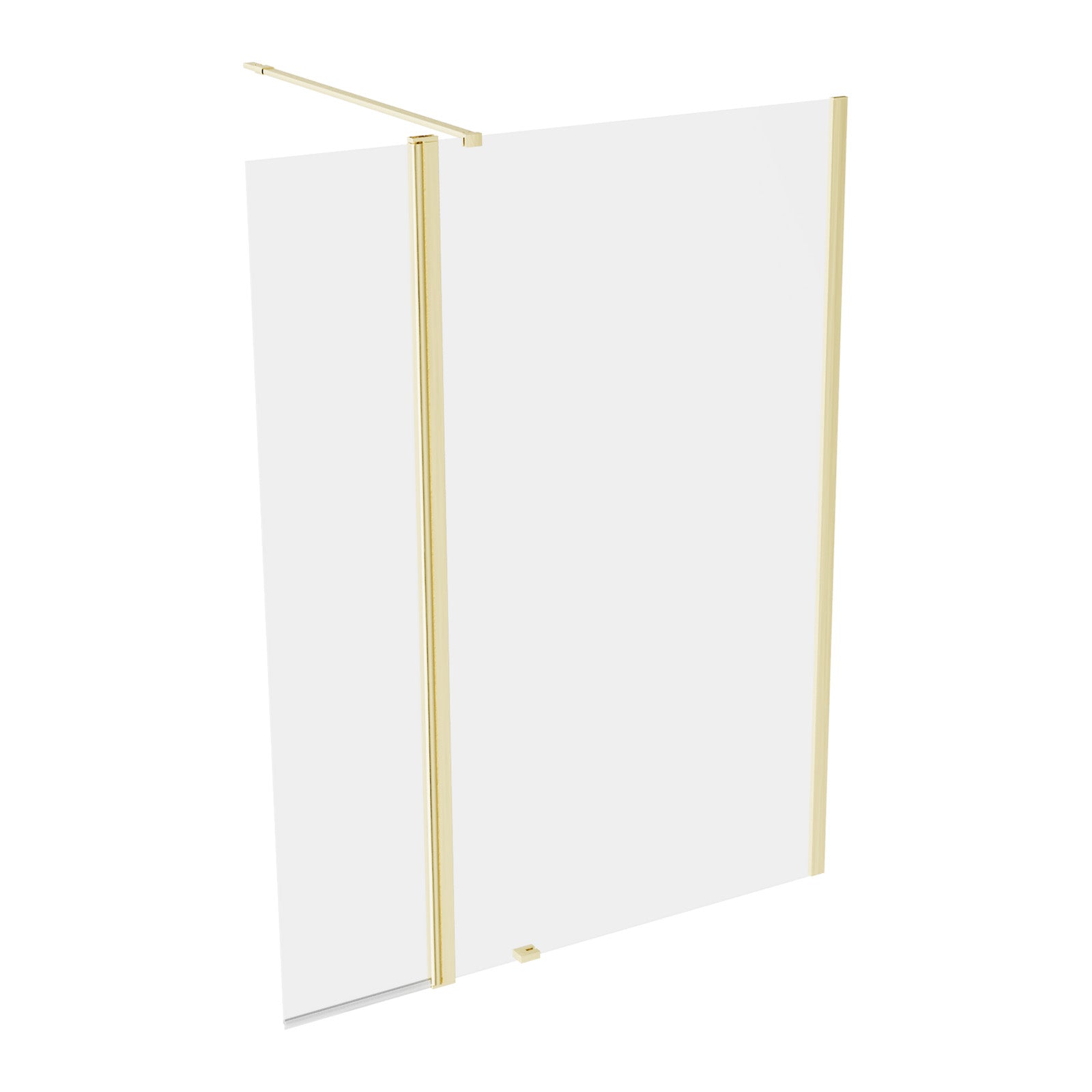 Brushed Brass 1200mm Screen 8mm Tempered Glass With 300mm Flipper Panel