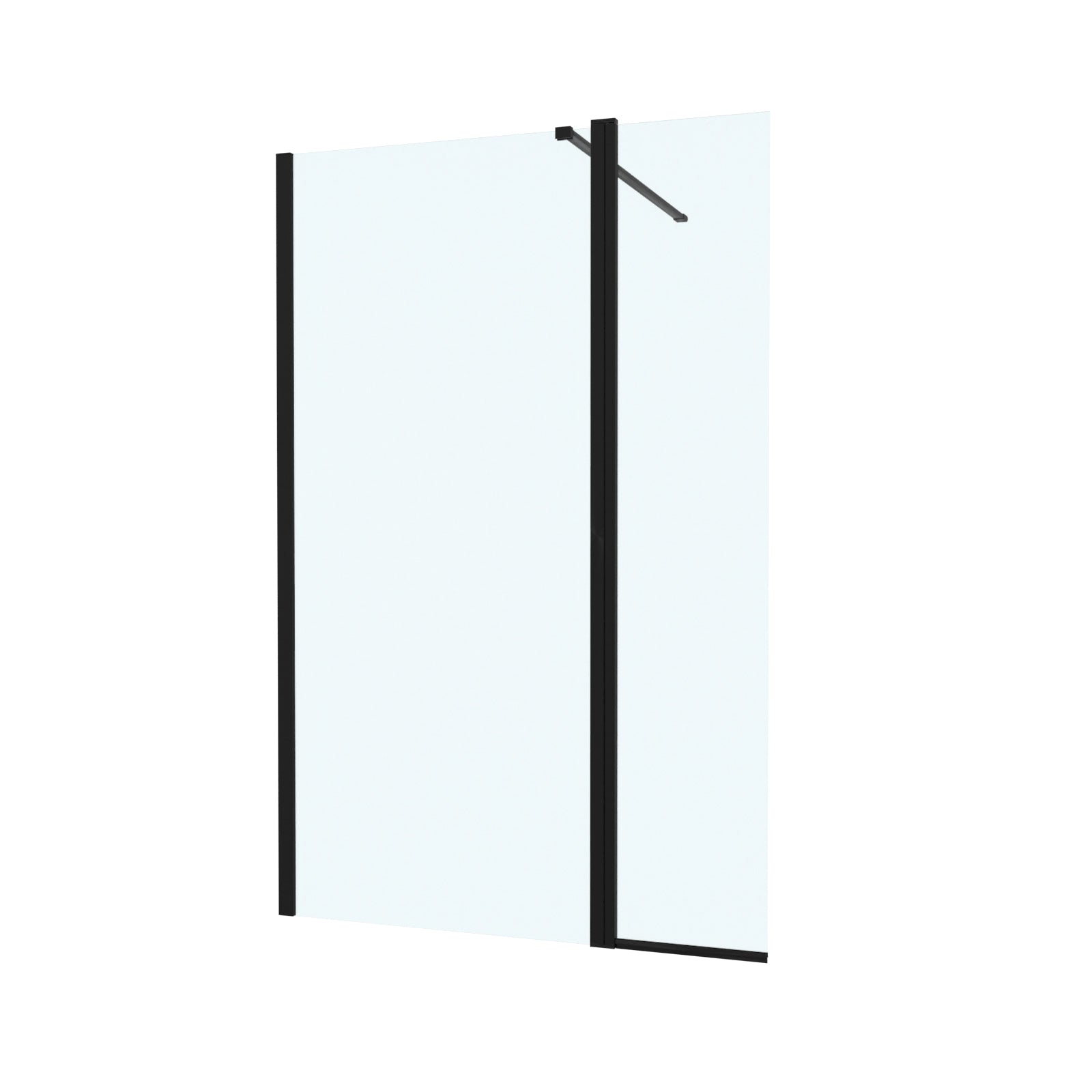 Magna Black 700mm Shower 8mm Tempered Glass Screen With 30omm Flipper Panel