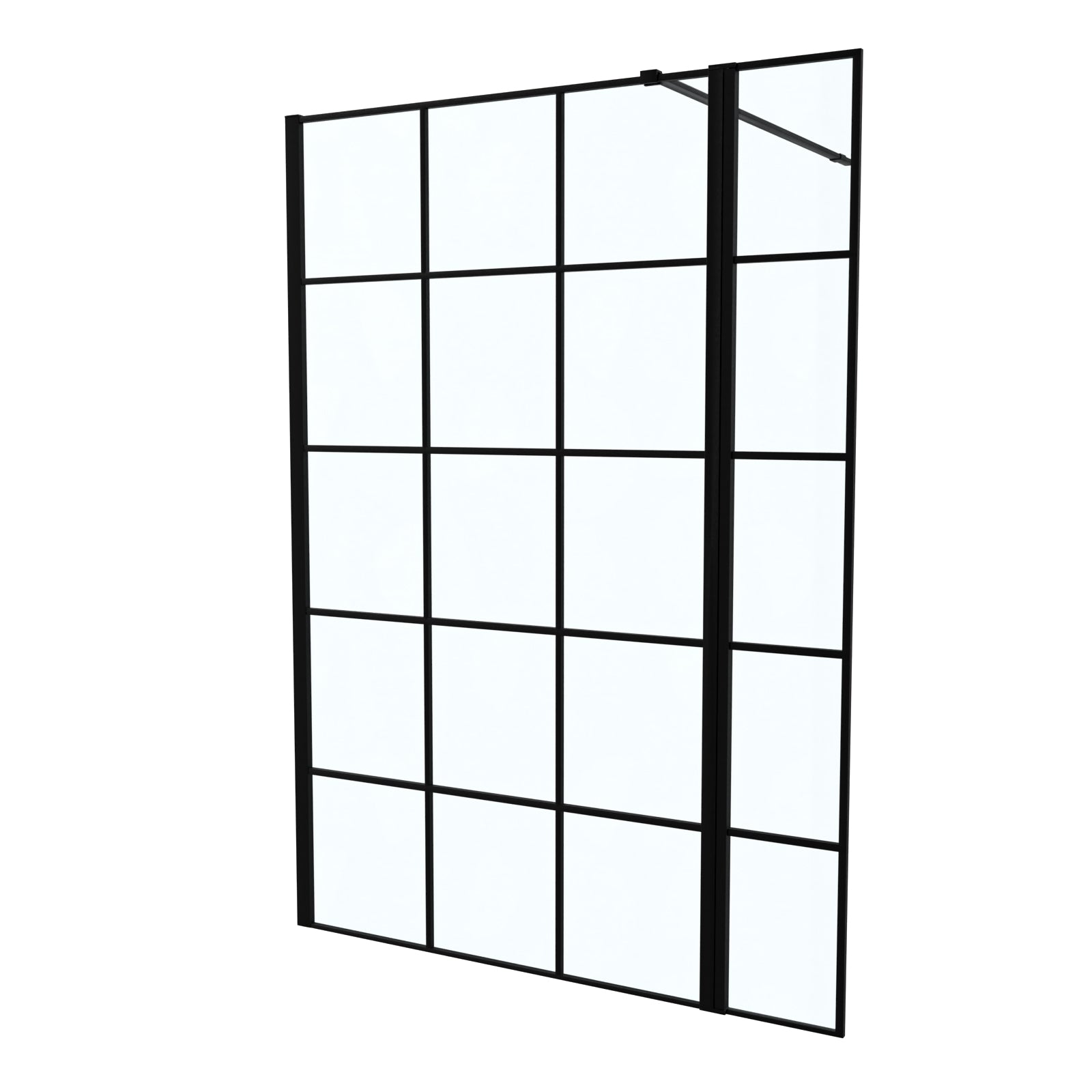 Magna Black Grid 1000mm Shower Screen 8mm Tempered Glass & 300mm Return Panel