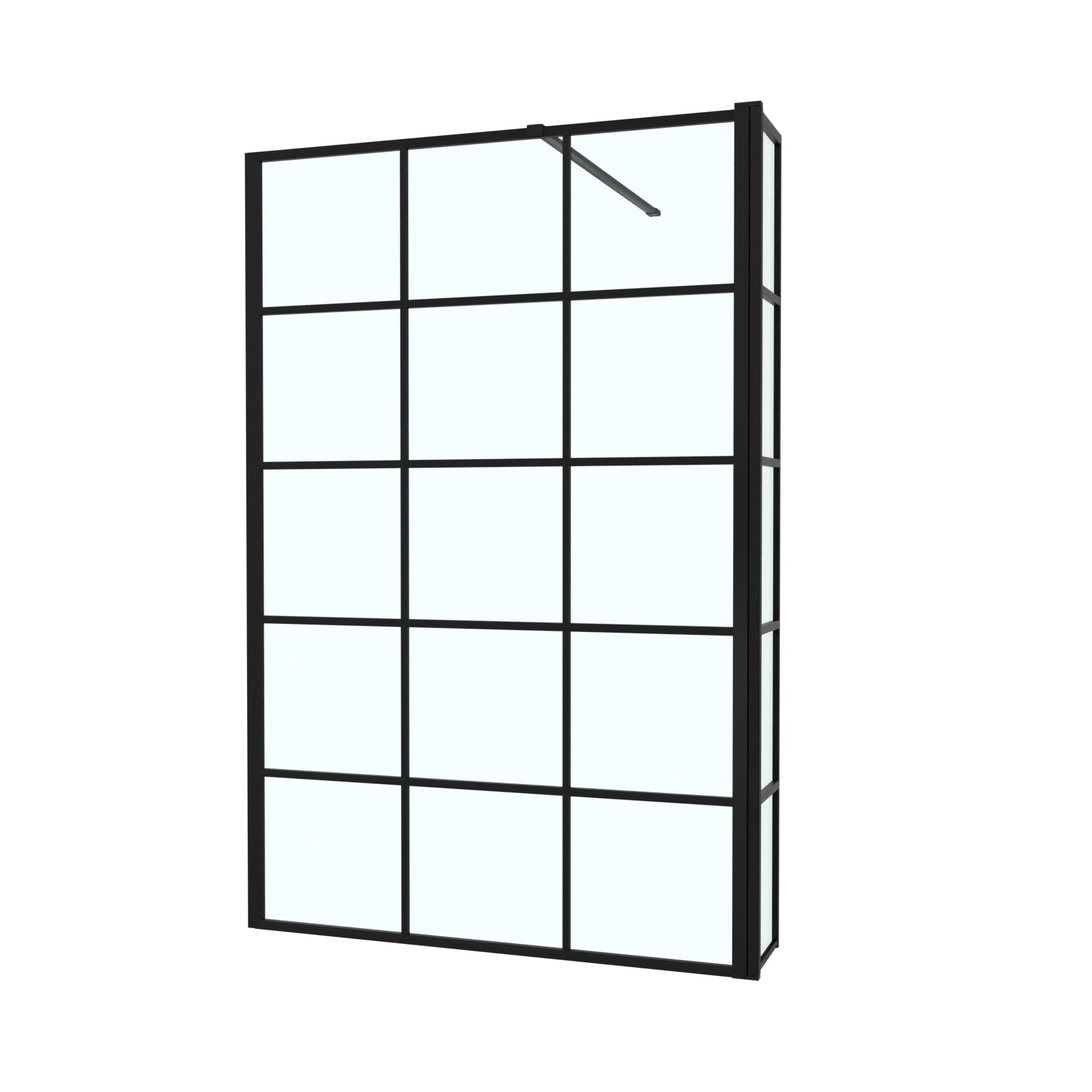 Magna Wet Room 1200 Shower Enclosure Screen Black Grid 8mm & Return Panel