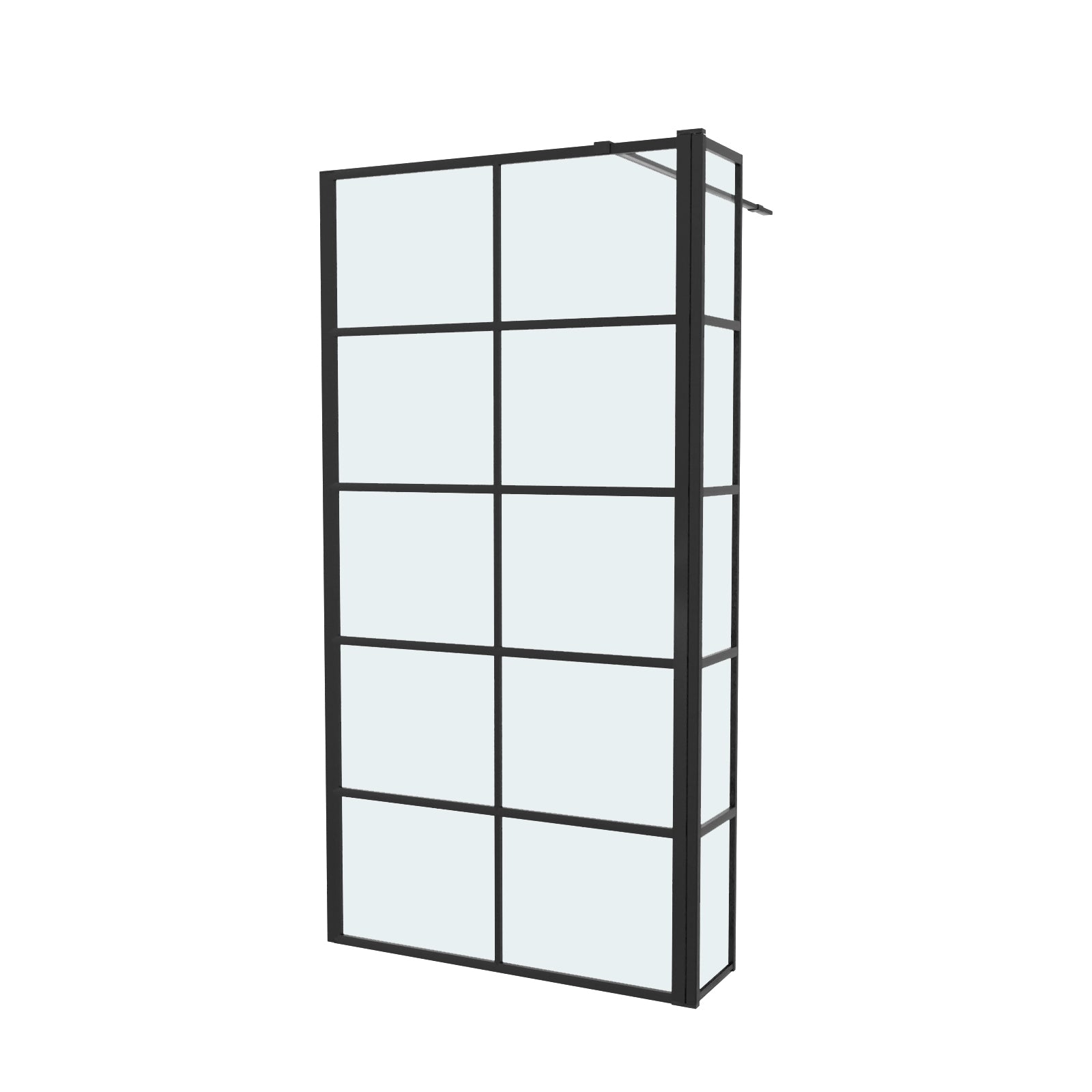Magna Wet Room Black Grid 700mm Shower Screen 8mm Tempered Glass & Return Panel