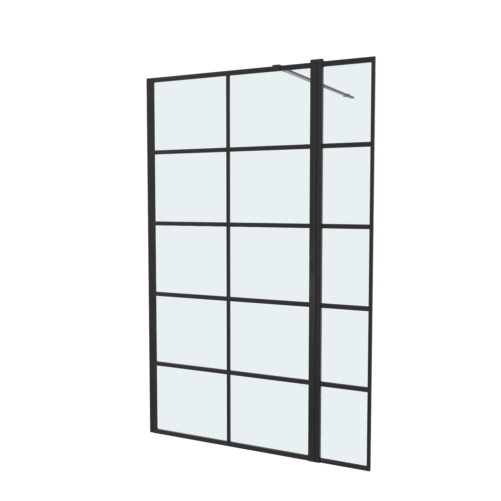 Magna Wet Room Black Grid 700mm Shower Screen 8mm Tempered Glass & Return Panel