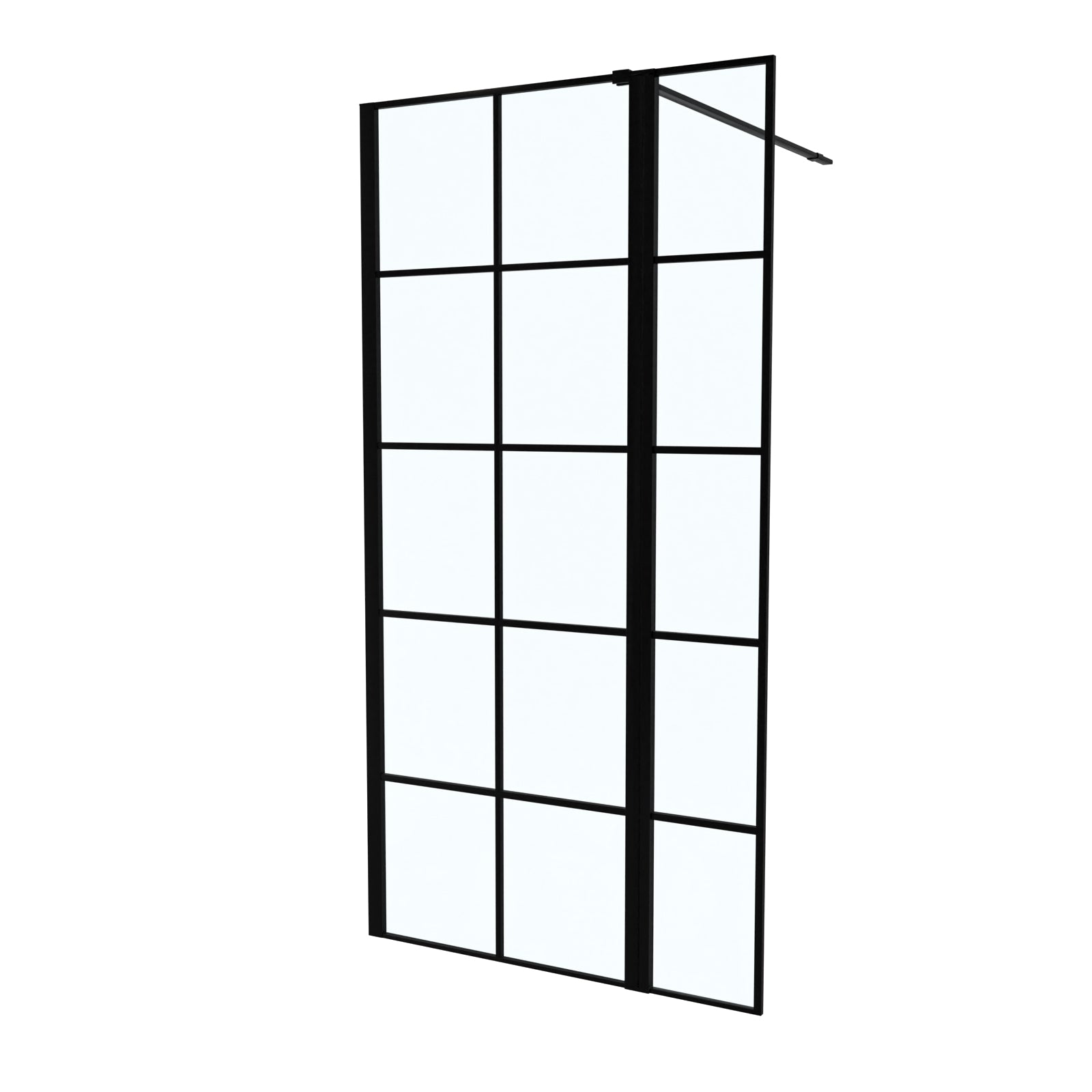 Magna Black Grid 900mm Shower Screen 8mm Tempered Glass & 300mm Return Panel
