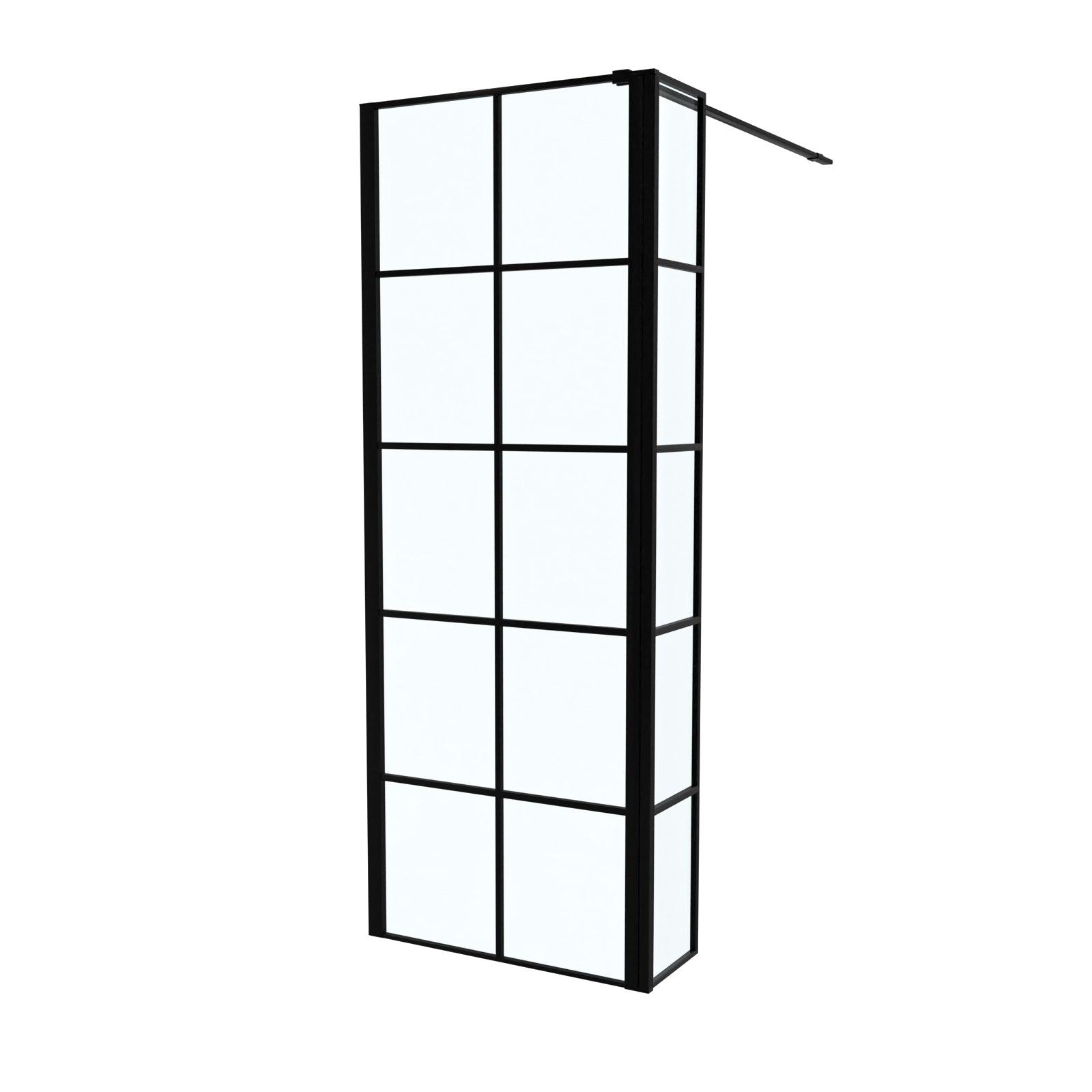 Magna Black Grid 700mm Shower Screen 8mm Tempered Glass & 300mm Return Panel
