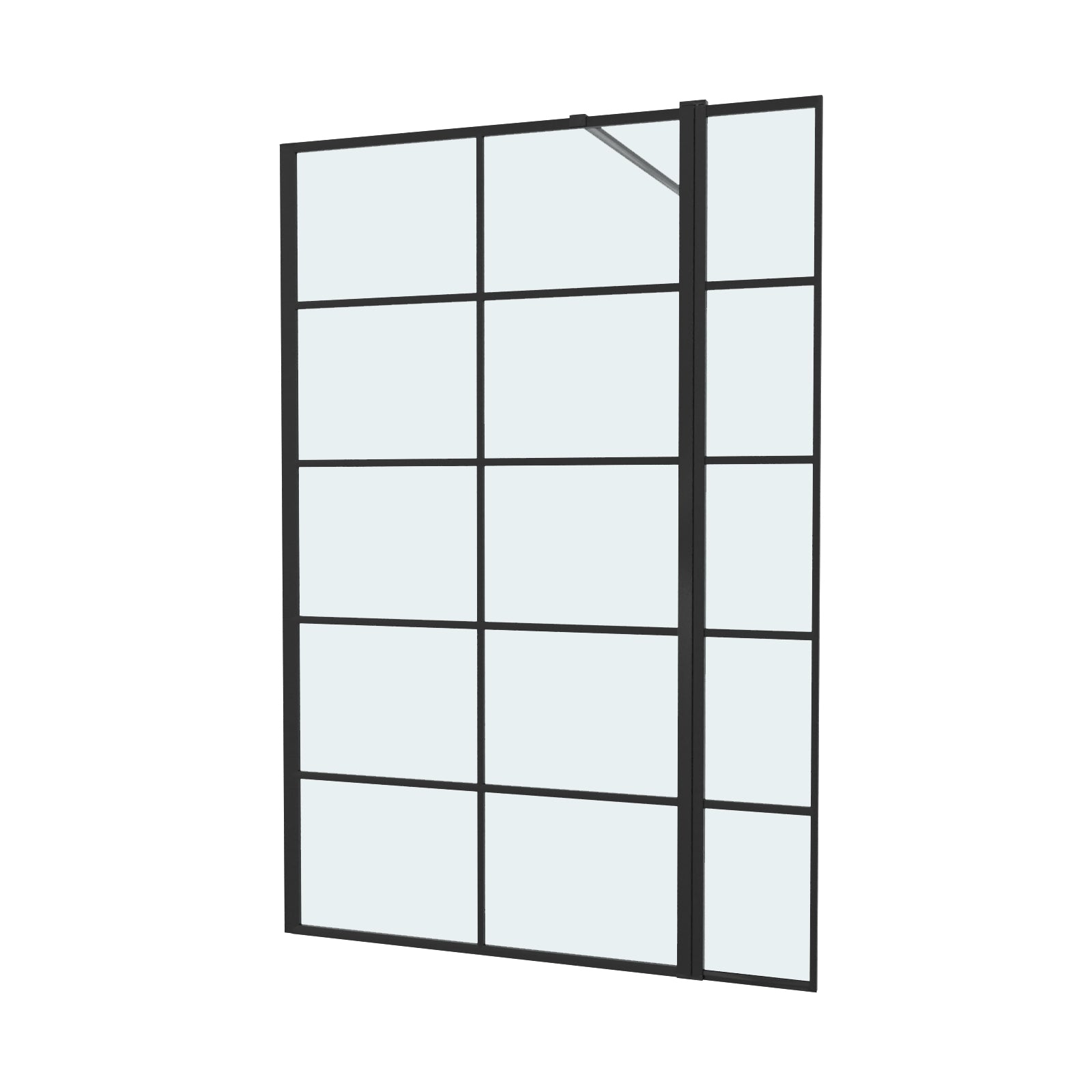 Magna Wet Room 800 Shower Enclosure Screen Black Grid 8mm & Return Panel