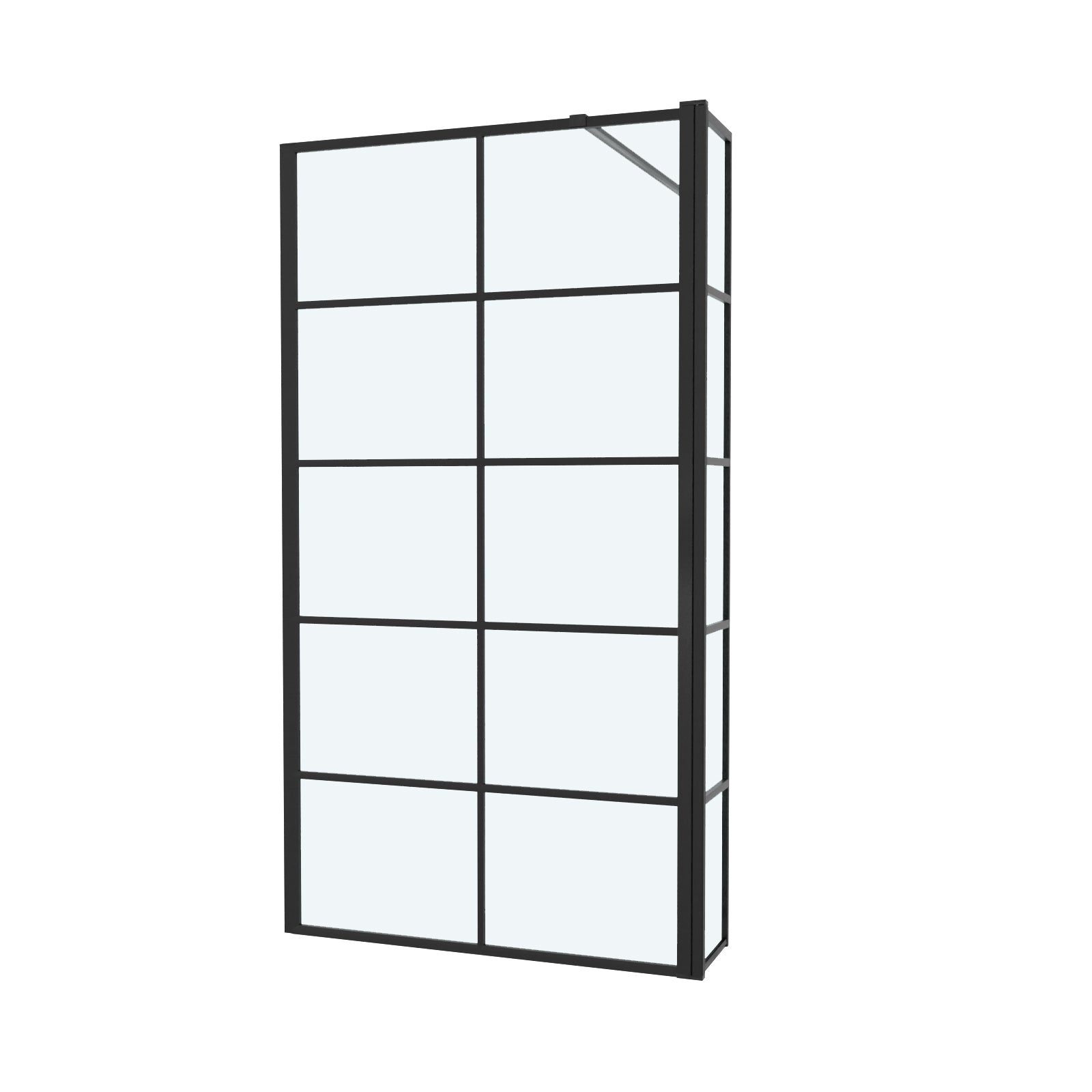 Magna Wet Room 800 Shower Enclosure Screen Black Grid 8mm & Return Panel