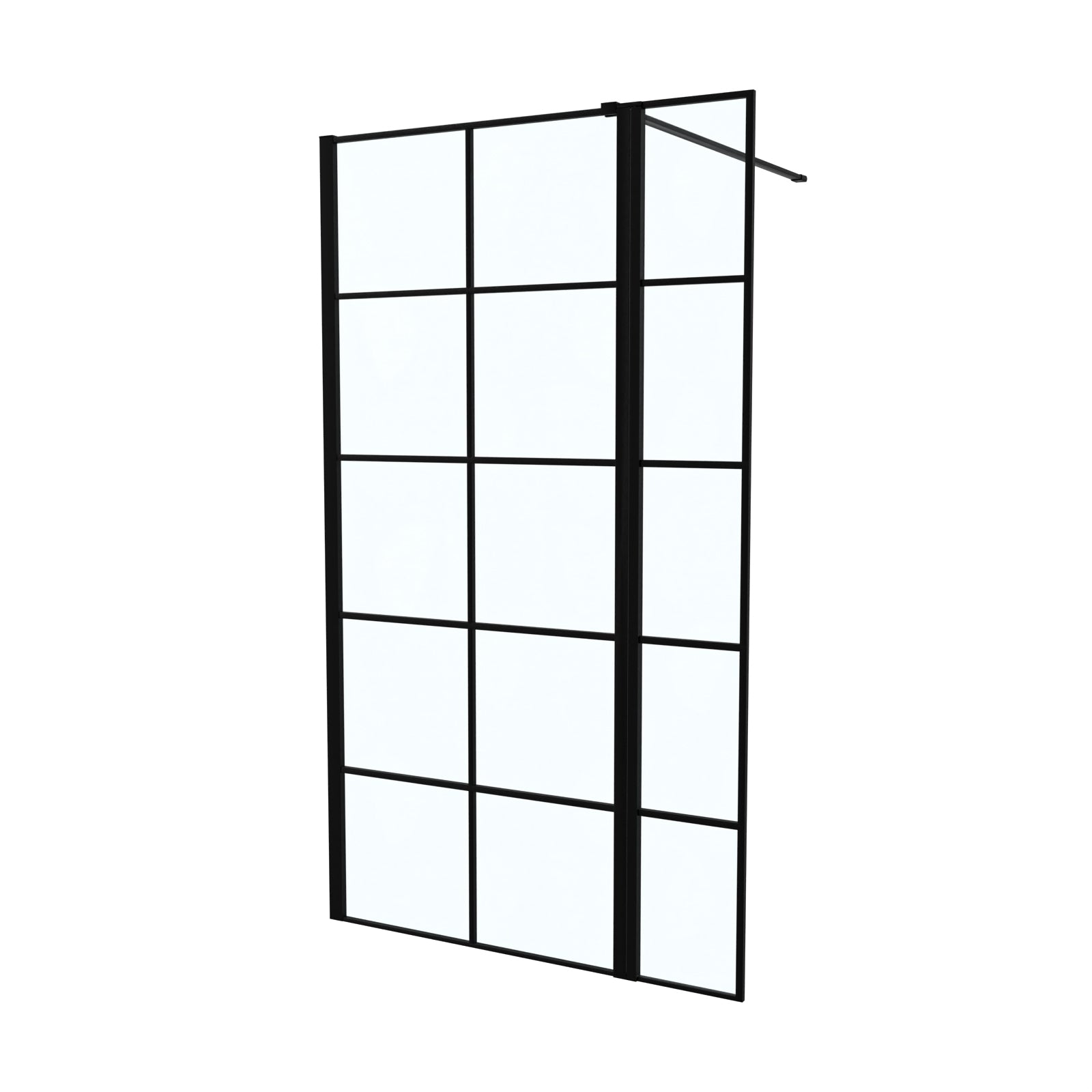 Magna Black Grid 800mm Shower Screen 8mm Tempered Glass & 300mm Return Panel