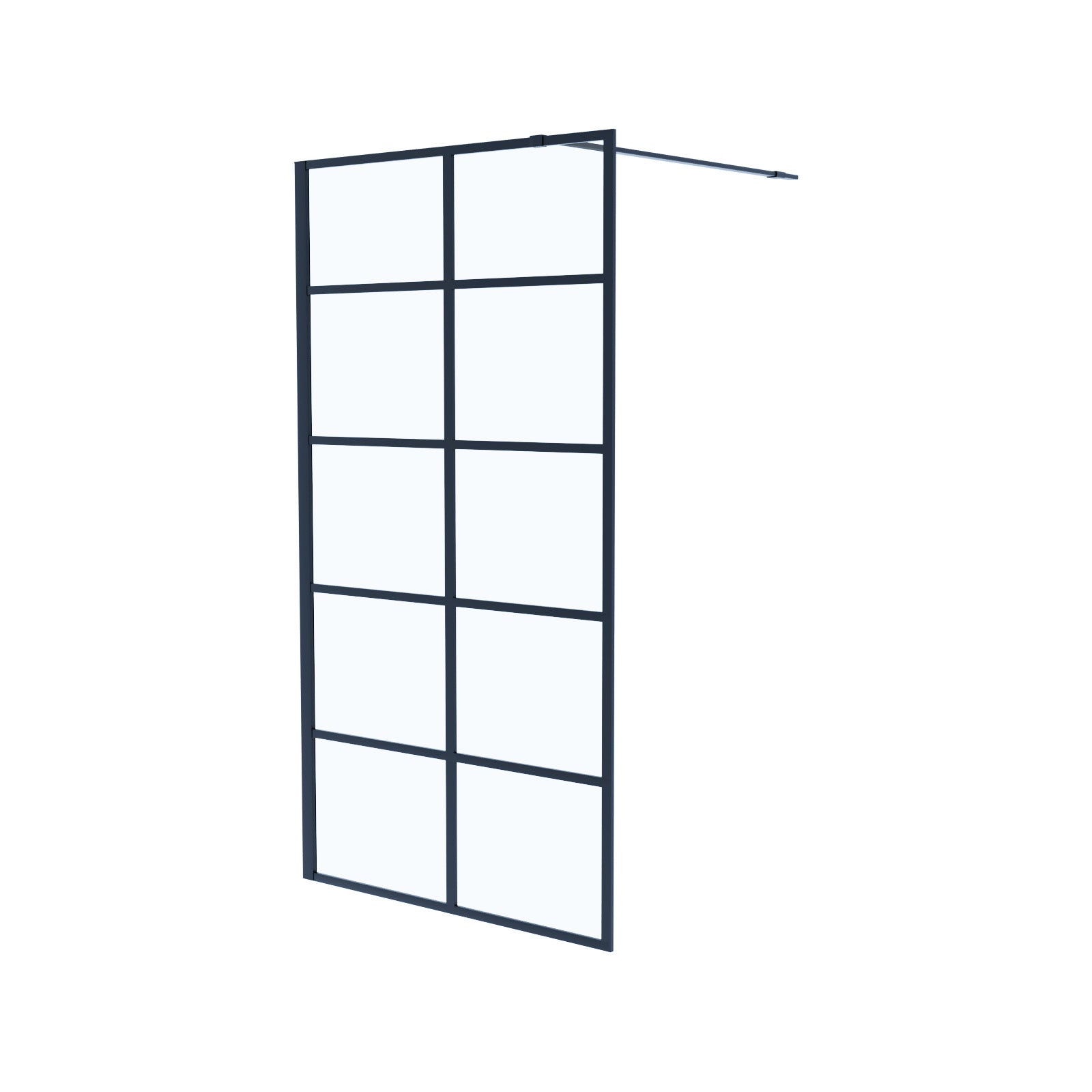 Stanley 900mm Black Grid Framed Walk-In Shower Enclosure with Support Bar