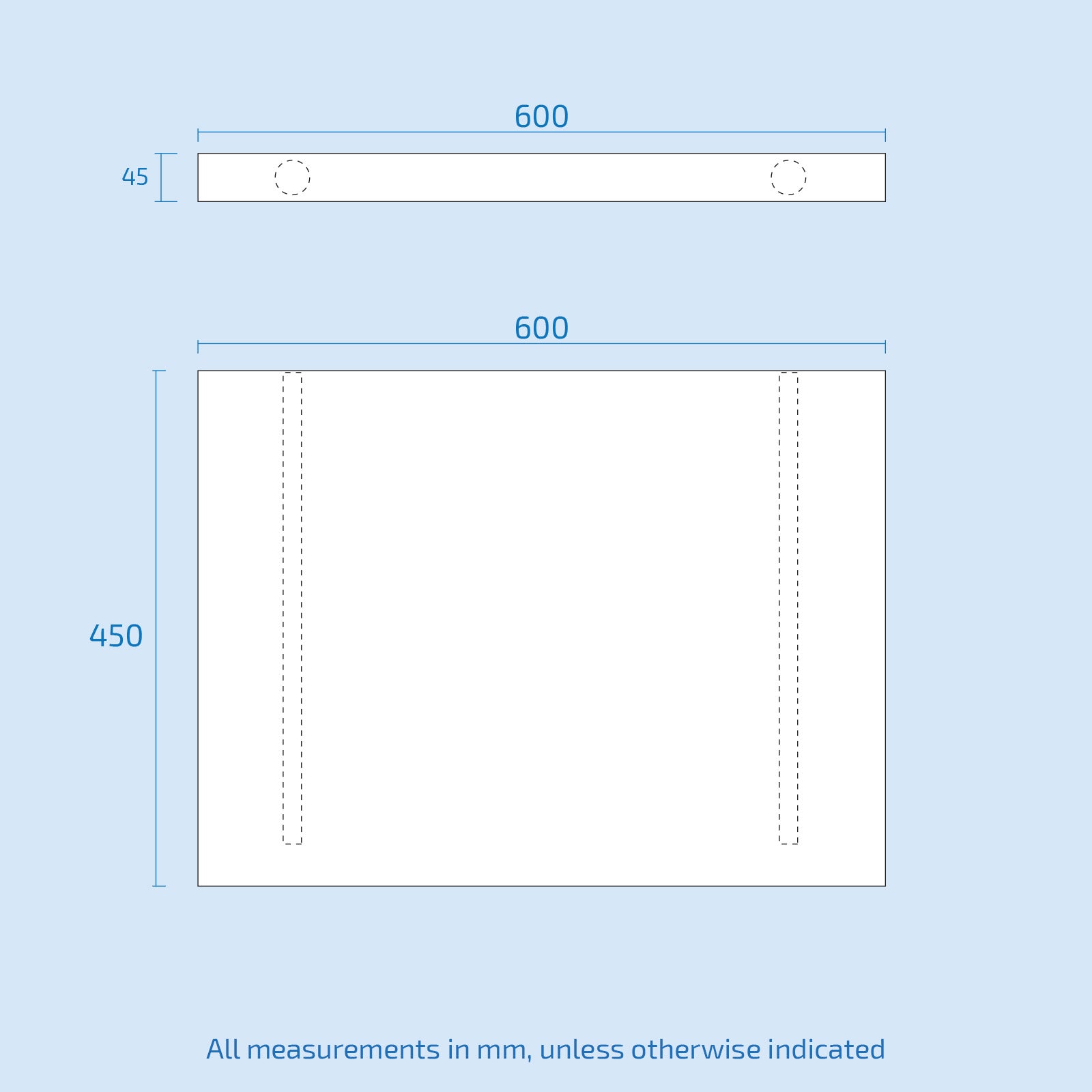 Selpha | Wall Mounted Floating Countertop Basin Shelf 600 x 450 mm - Light Grey