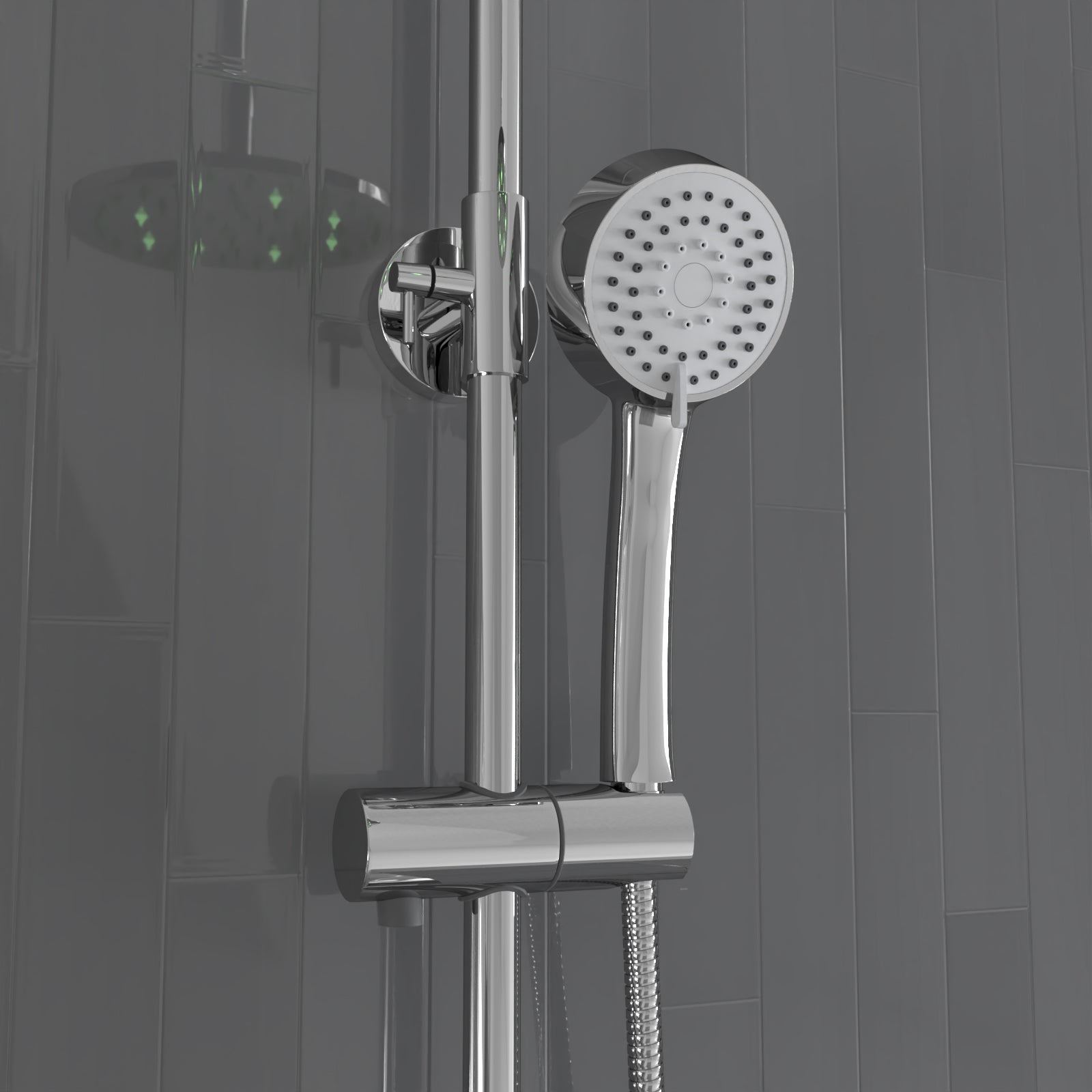 Otley Thermostatic Shower Mixer Valve 200mm LED Shower Head, Riser Rail Kit