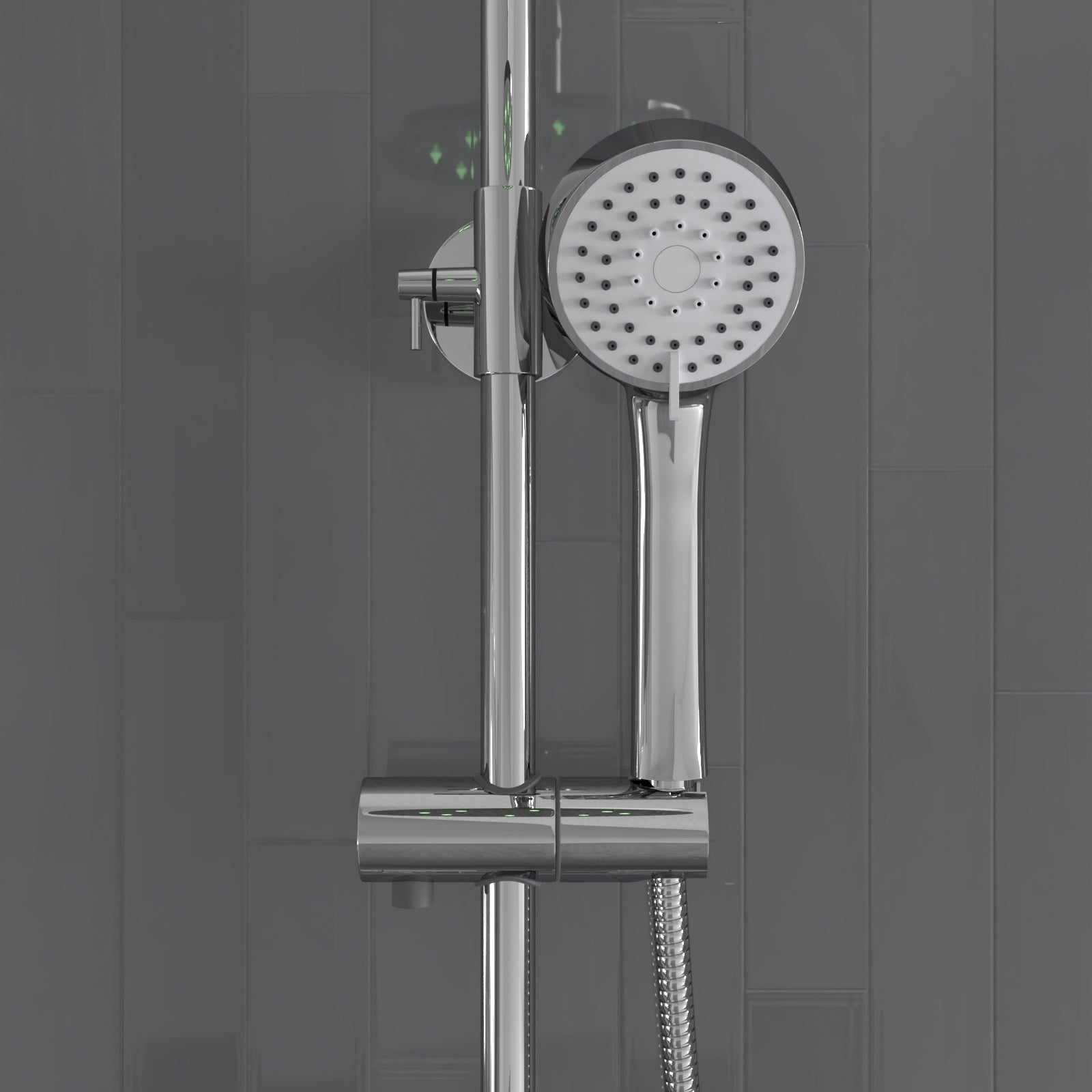 Darwen Thermostatic Shower Mixer Valve 250mm LED Shower Head, Riser Rail Kit