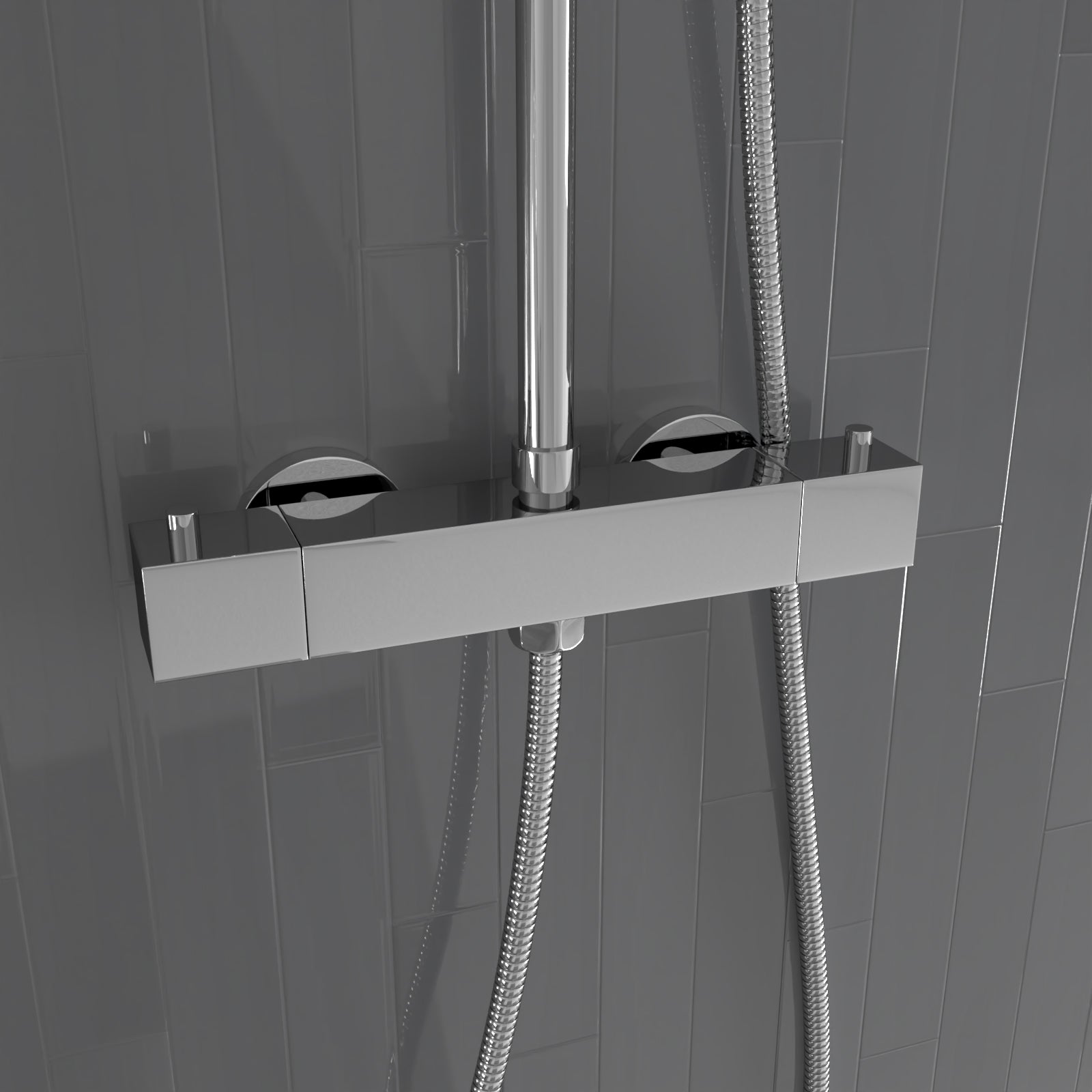 Darwen Thermostatic Shower Mixer Valve 250mm LED Shower Head, Riser Rail Kit