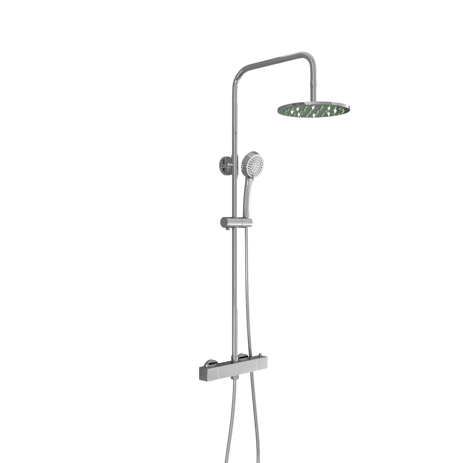 Otley Thermostatic Shower Mixer Valve 200mm LED Shower Head, Riser Rail Kit