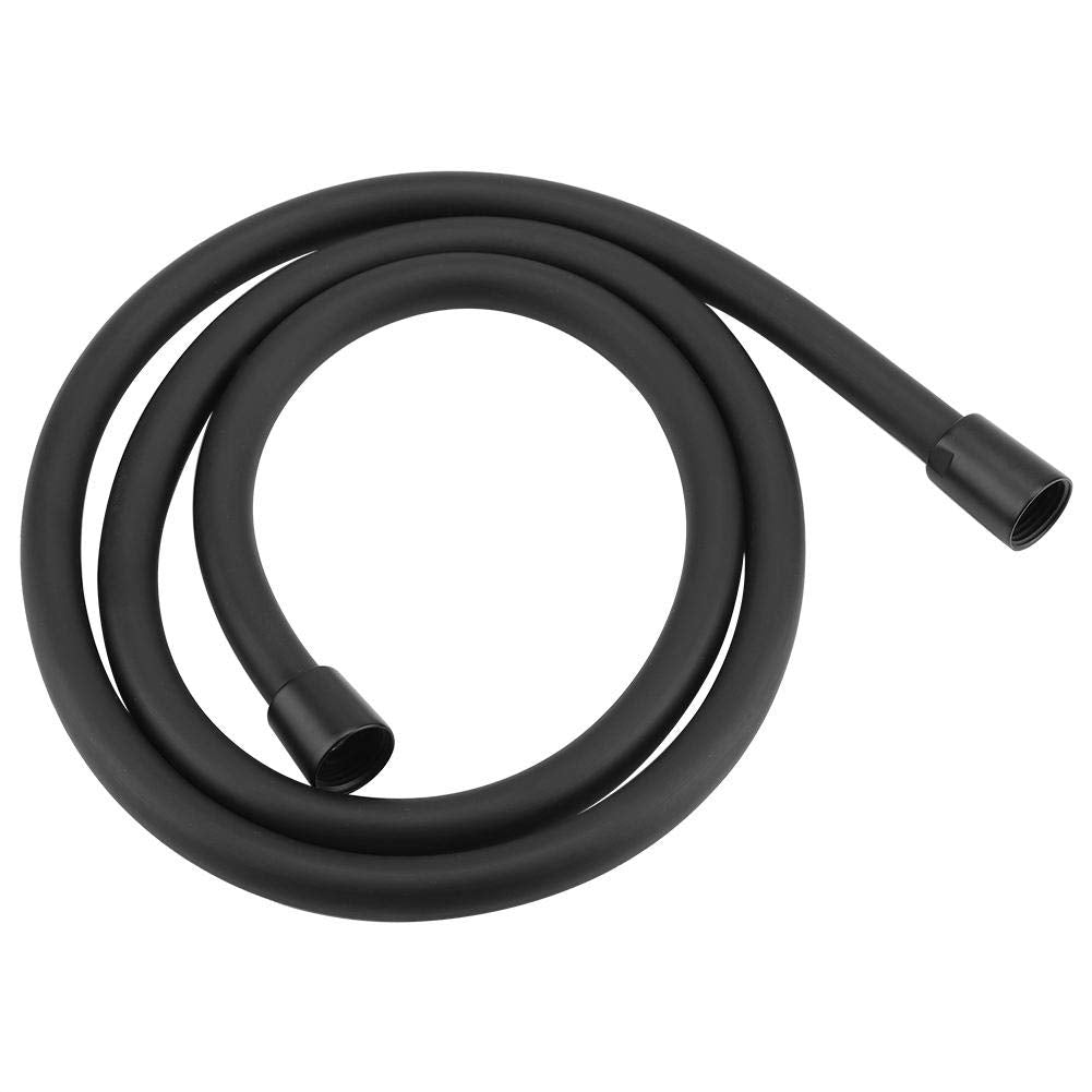 1.5m Smooth Matt Black PVC Flexible Shower Hose Replacement With Brass Connectors