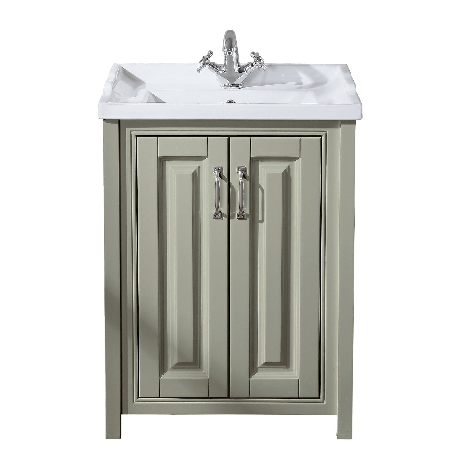 Chiltern 600mm Flat Pack Stone Grey Bathroom Traditional Basin Vanity Cabinet Unit