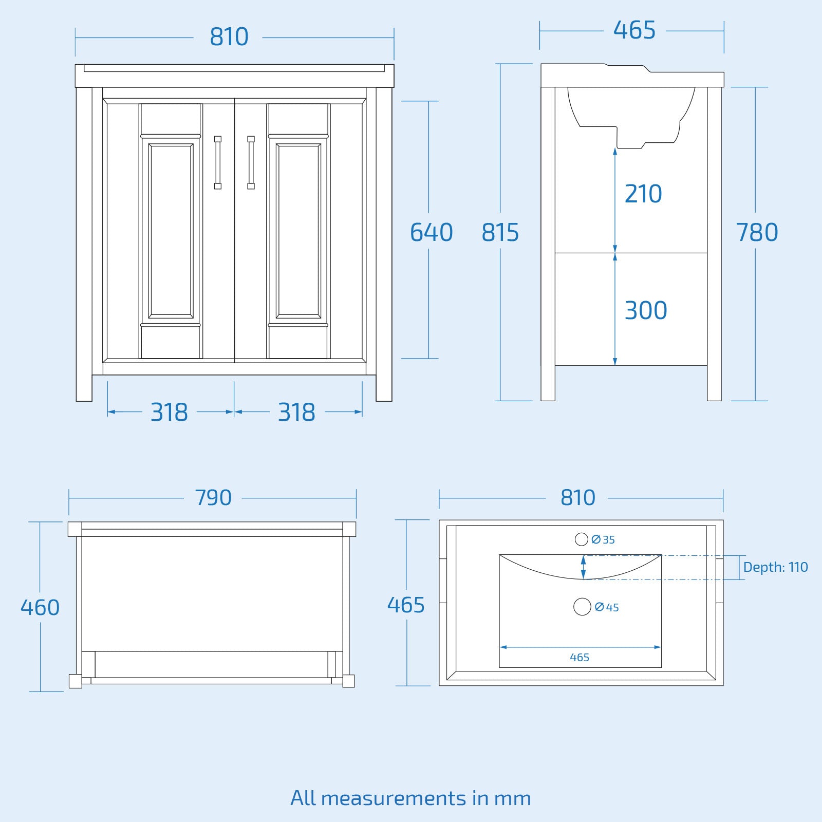 Chiltern 800mm Flat Pack Stone Grey Bathroom Traditional Basin Vanity Unit