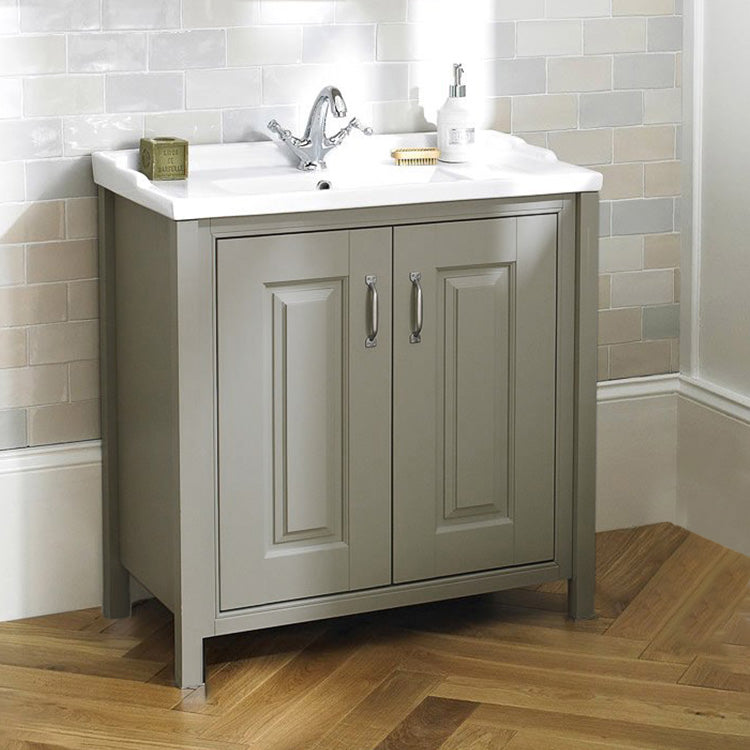 Chiltern 800mm Flat Pack Stone Grey Bathroom Traditional Basin Vanity Unit