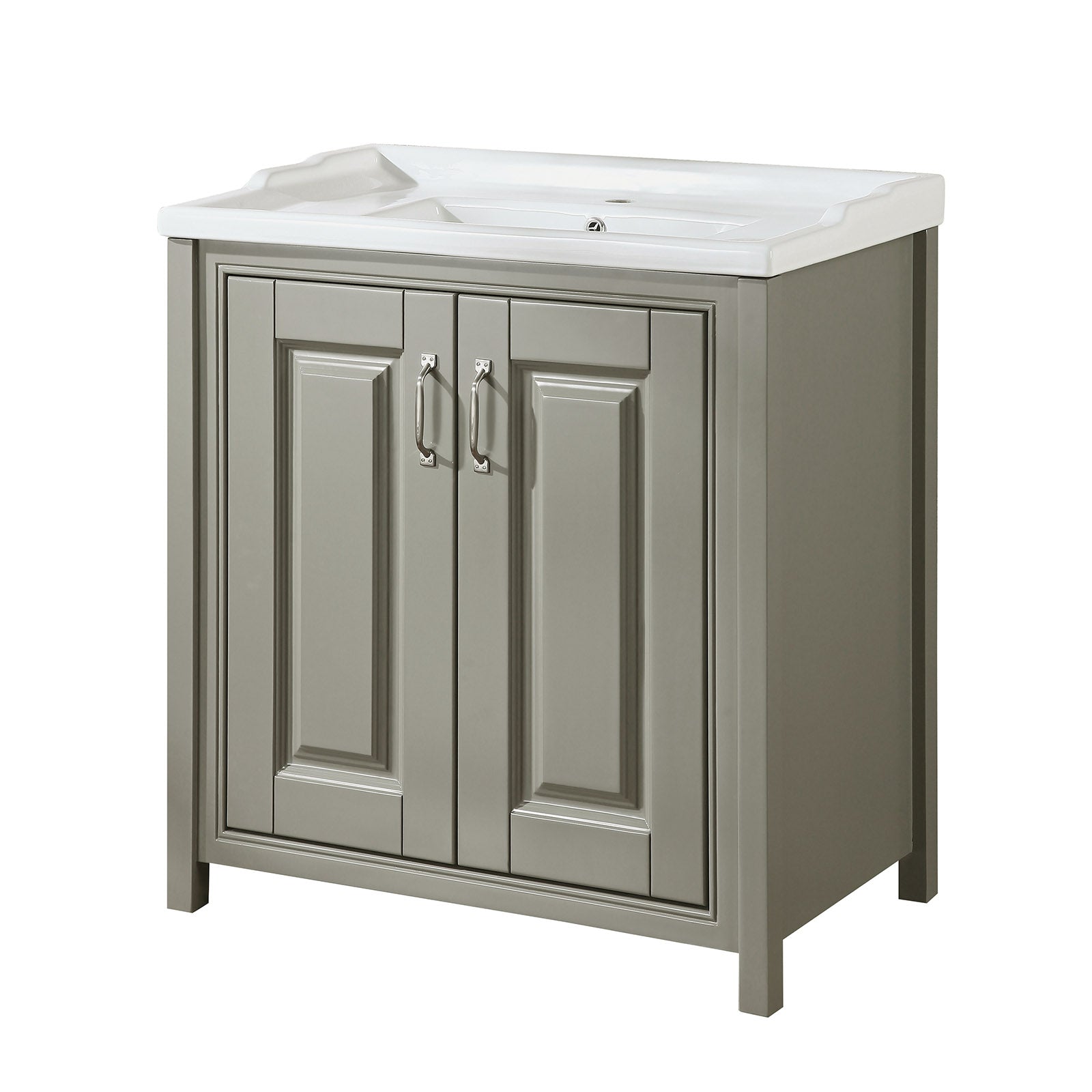 Chiltern 800mm Flat Pack Stone Grey Bathroom Traditional Basin Vanity Unit