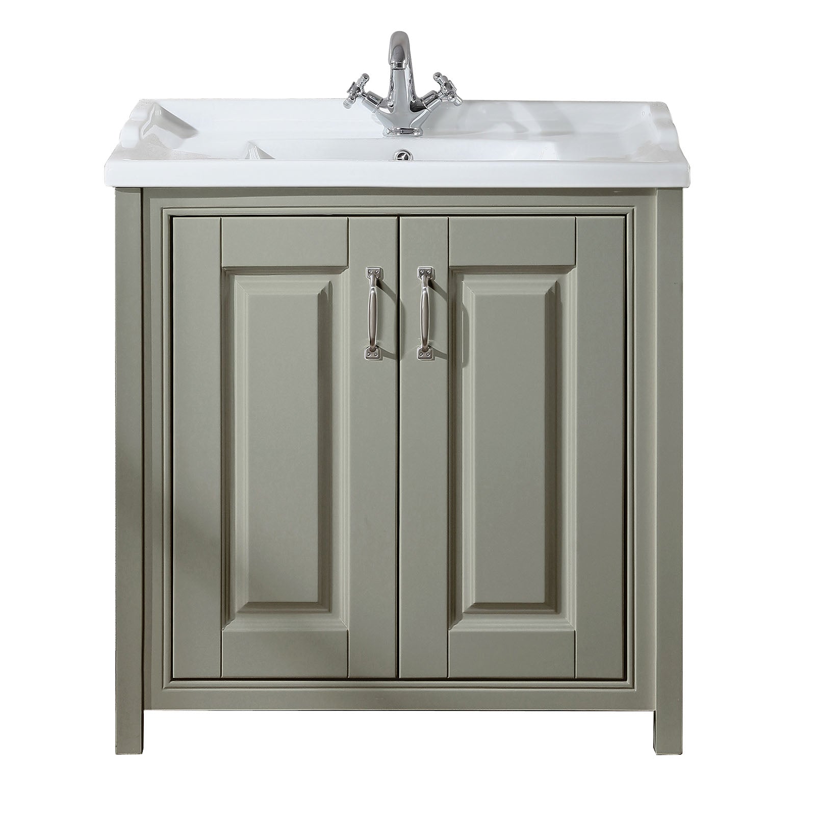 Chiltern 800mm Flat Pack Stone Grey Bathroom Traditional Basin Vanity Unit