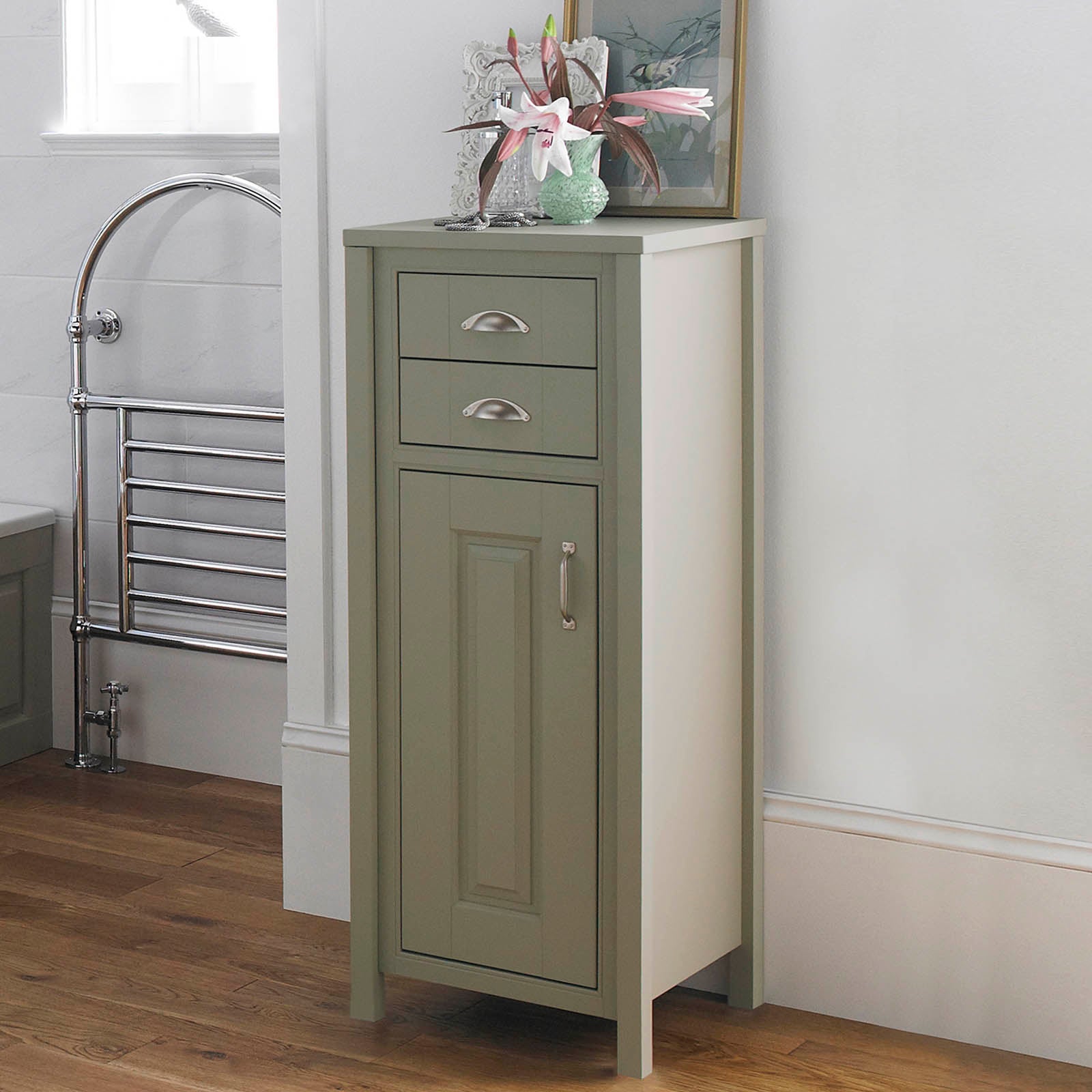 Chiltern 500mm Traditional Freestanding Tall Boy Storage Unit Stone Grey