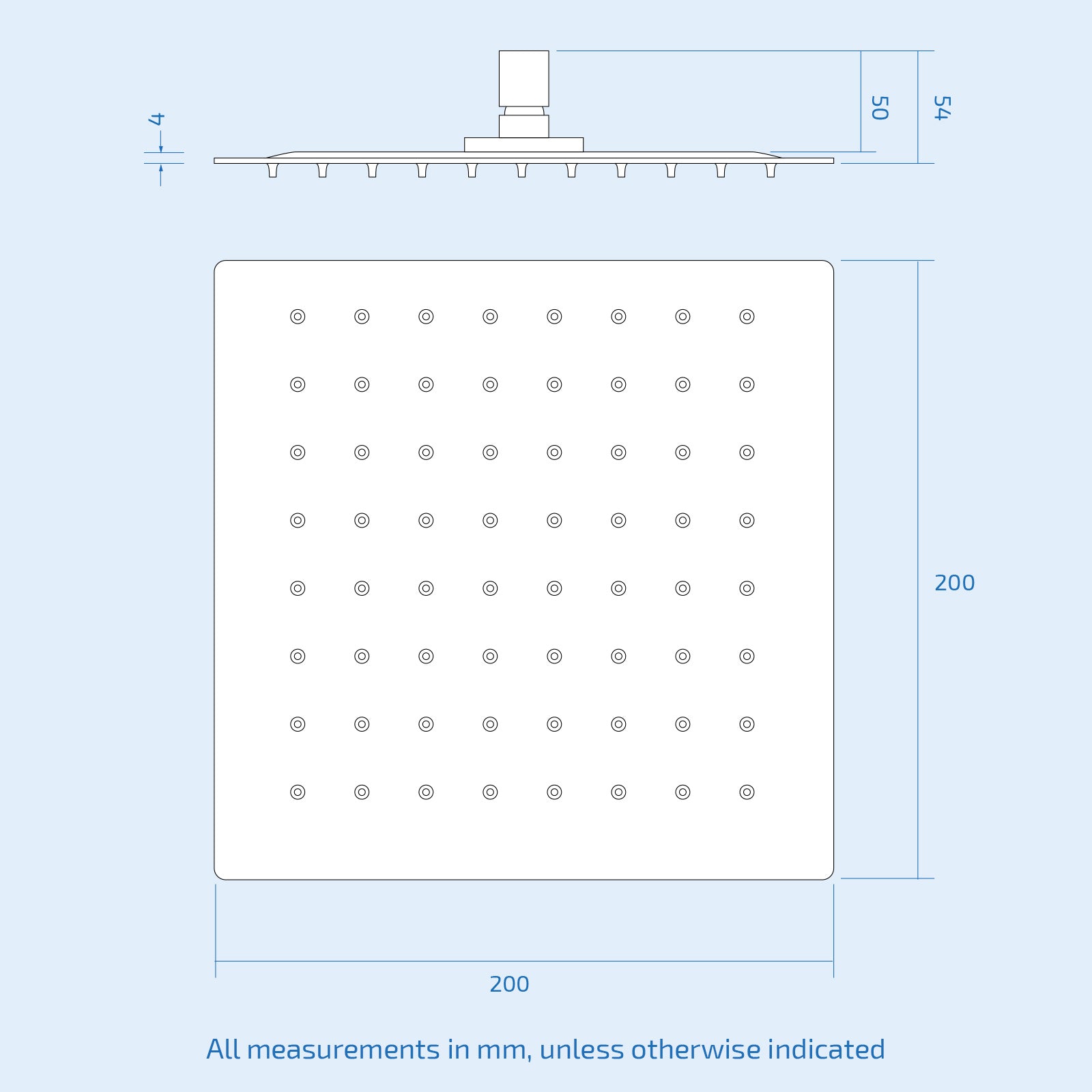 Temel Square 1 Outlet Concealed Thermostatic Shower Mixer Set - Shower Head