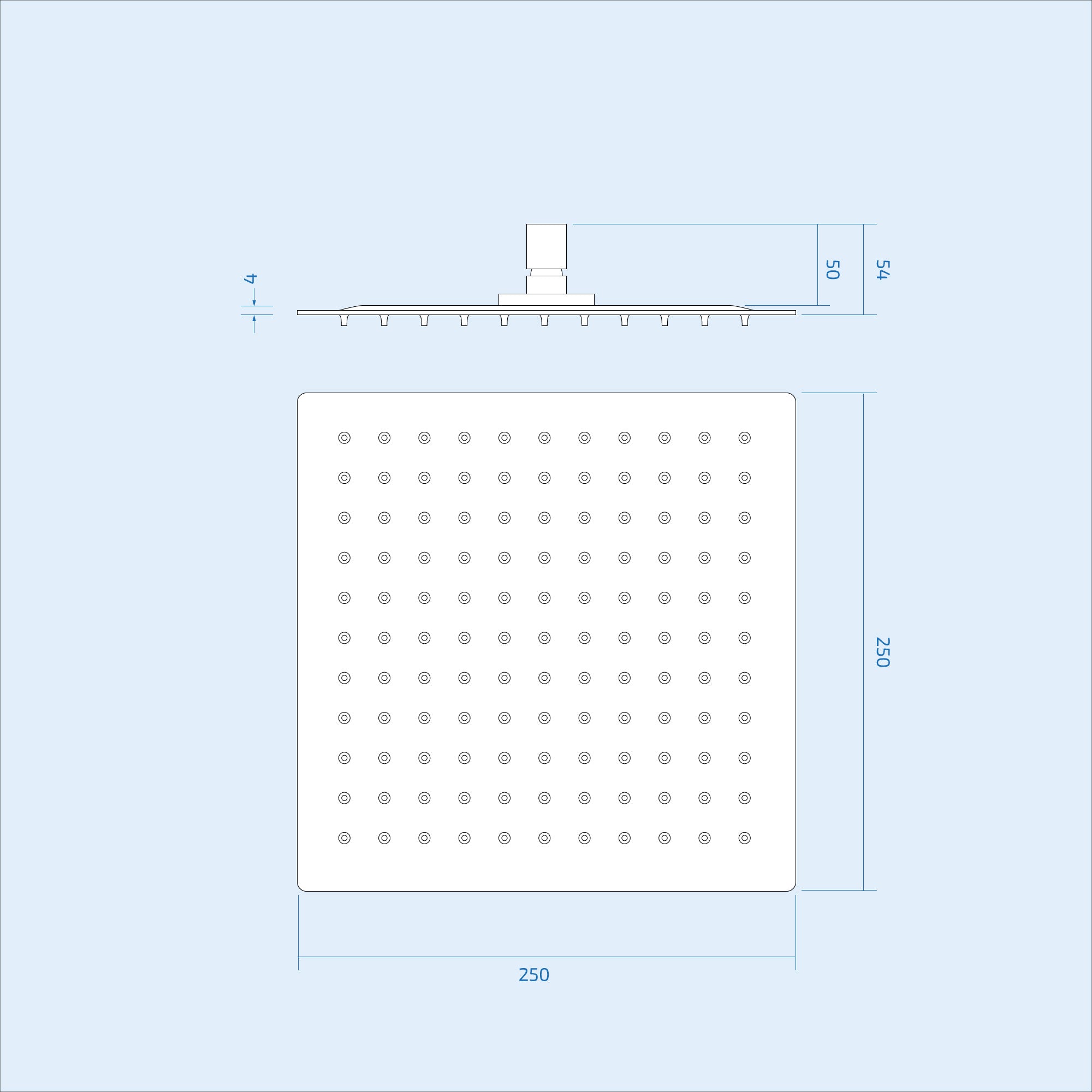 Square 250mm Ultra Thin Shower Head Chrome