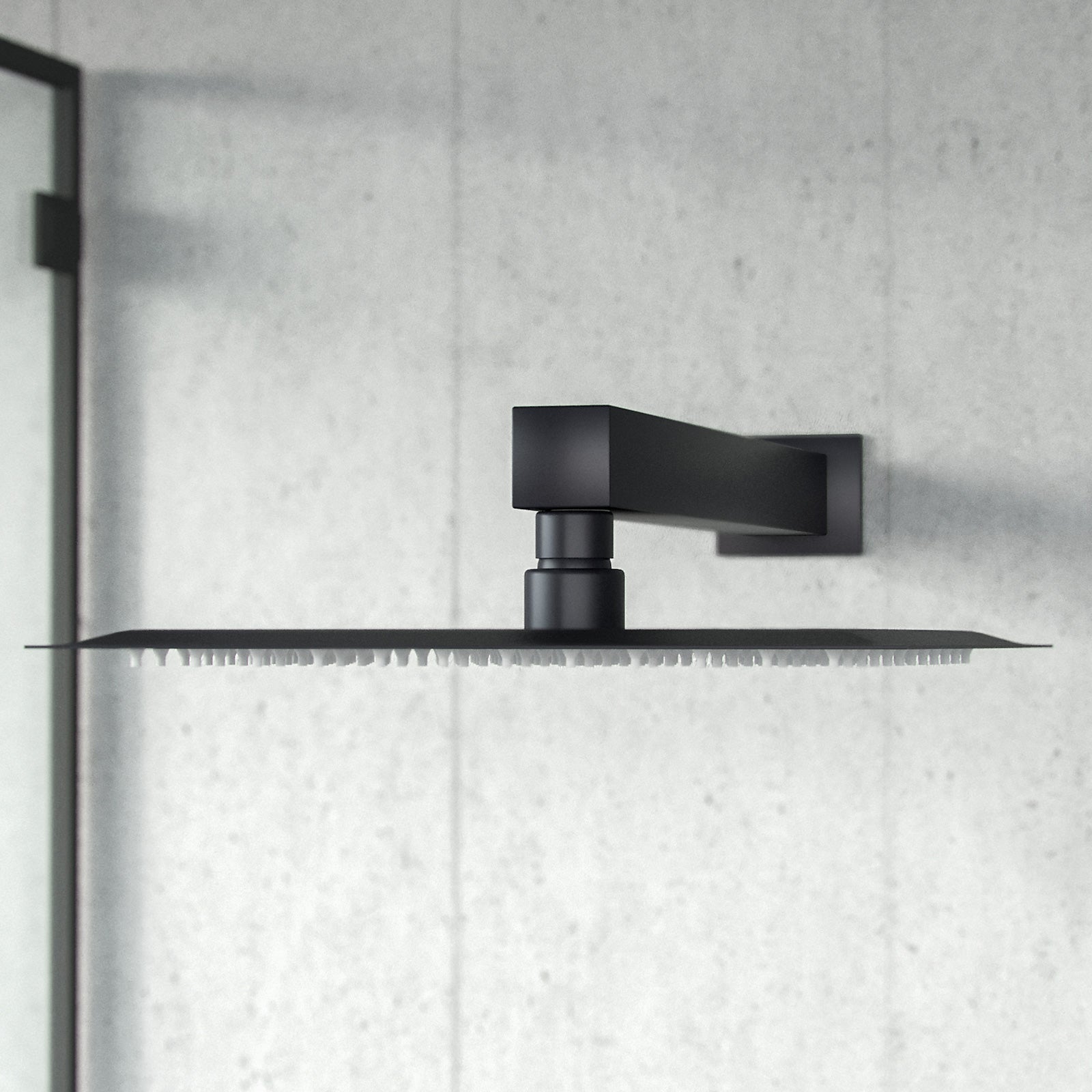 Temel Matt Black Rainfall Shower with Thermostatic Control and Hand Held Set