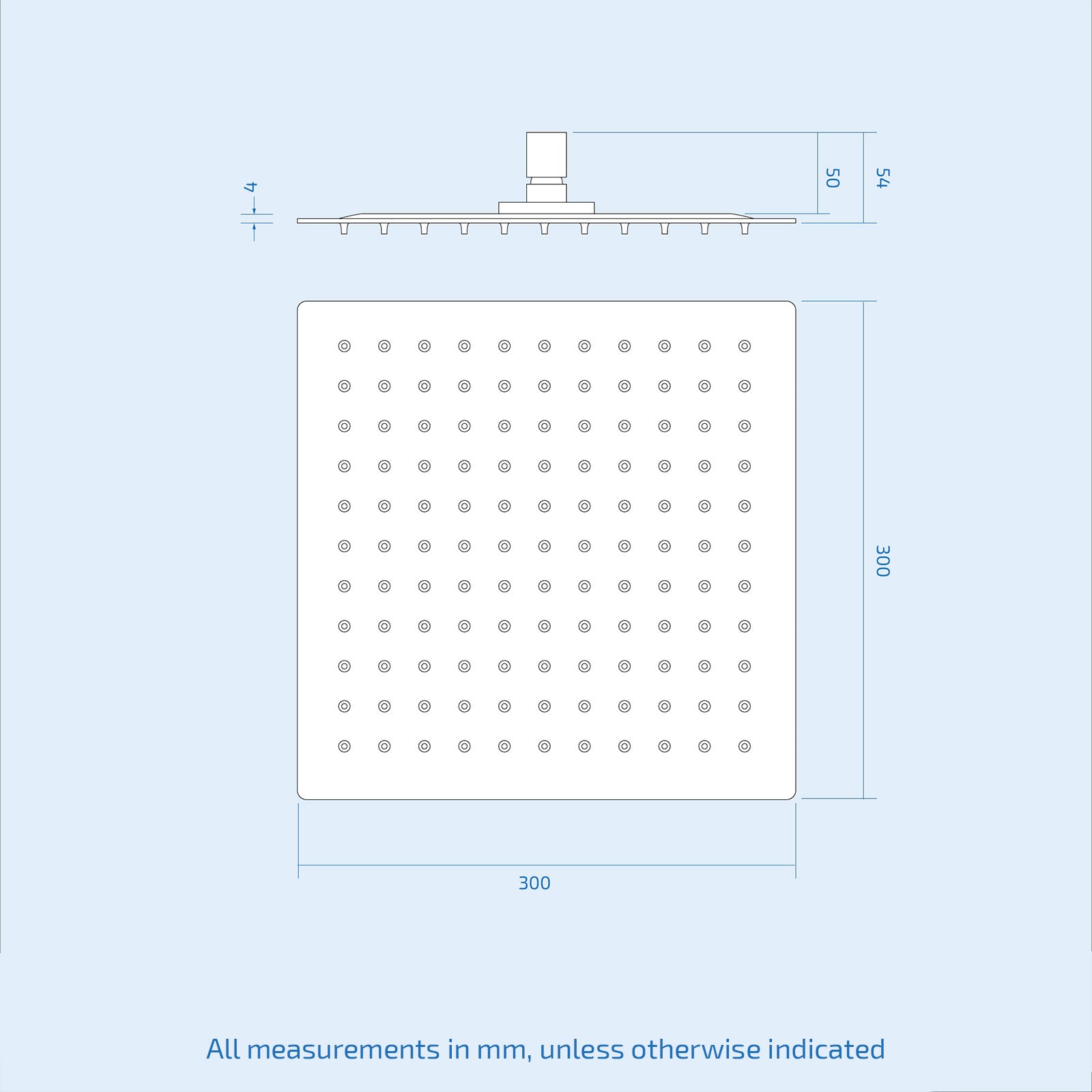Orta Square Concealed Thermostatic Mixer Valve Hand Held 300mm Shower Head Set