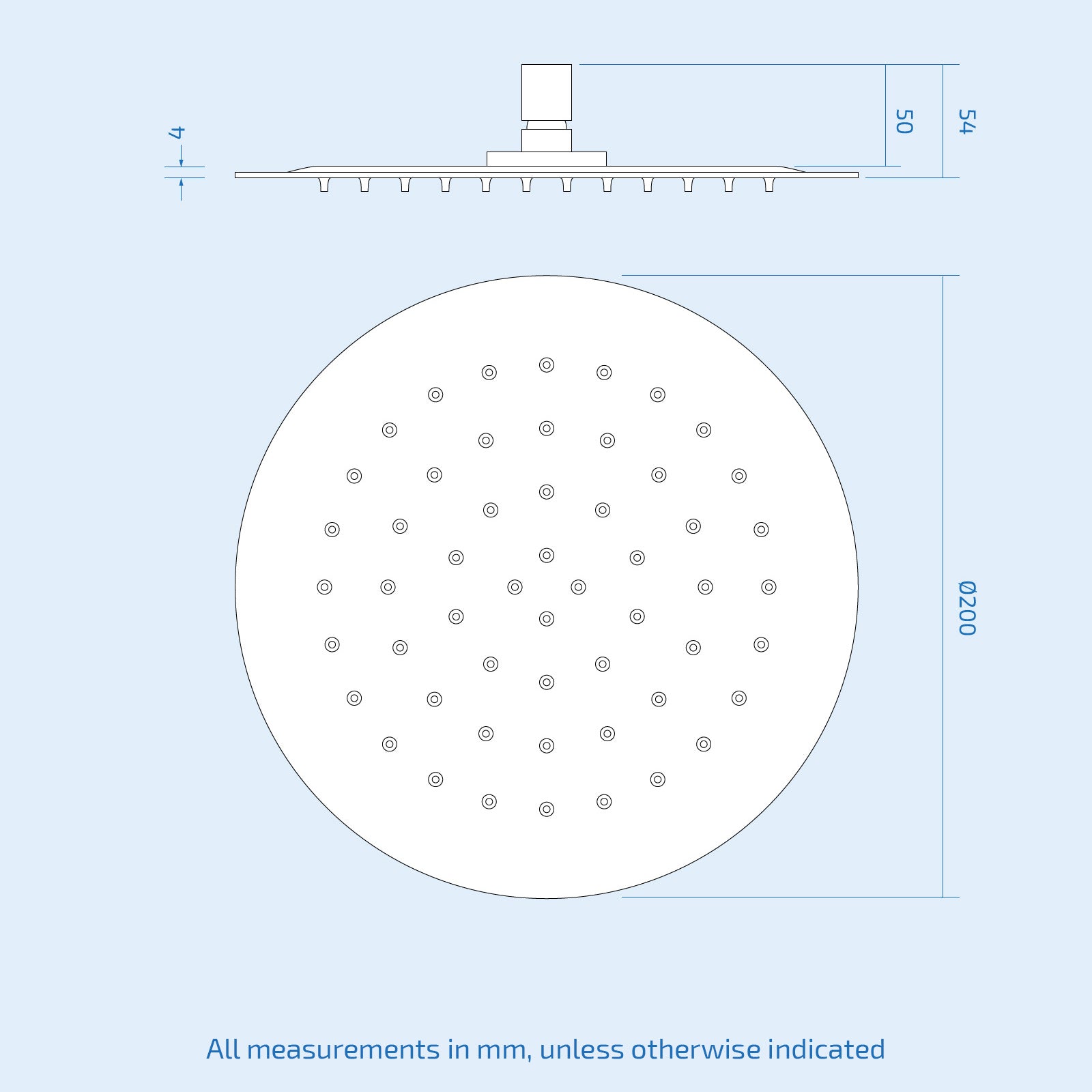 Helen Premier 8" Ultra Thin Round Thermostatic Dual Control Riser Shower Mixer