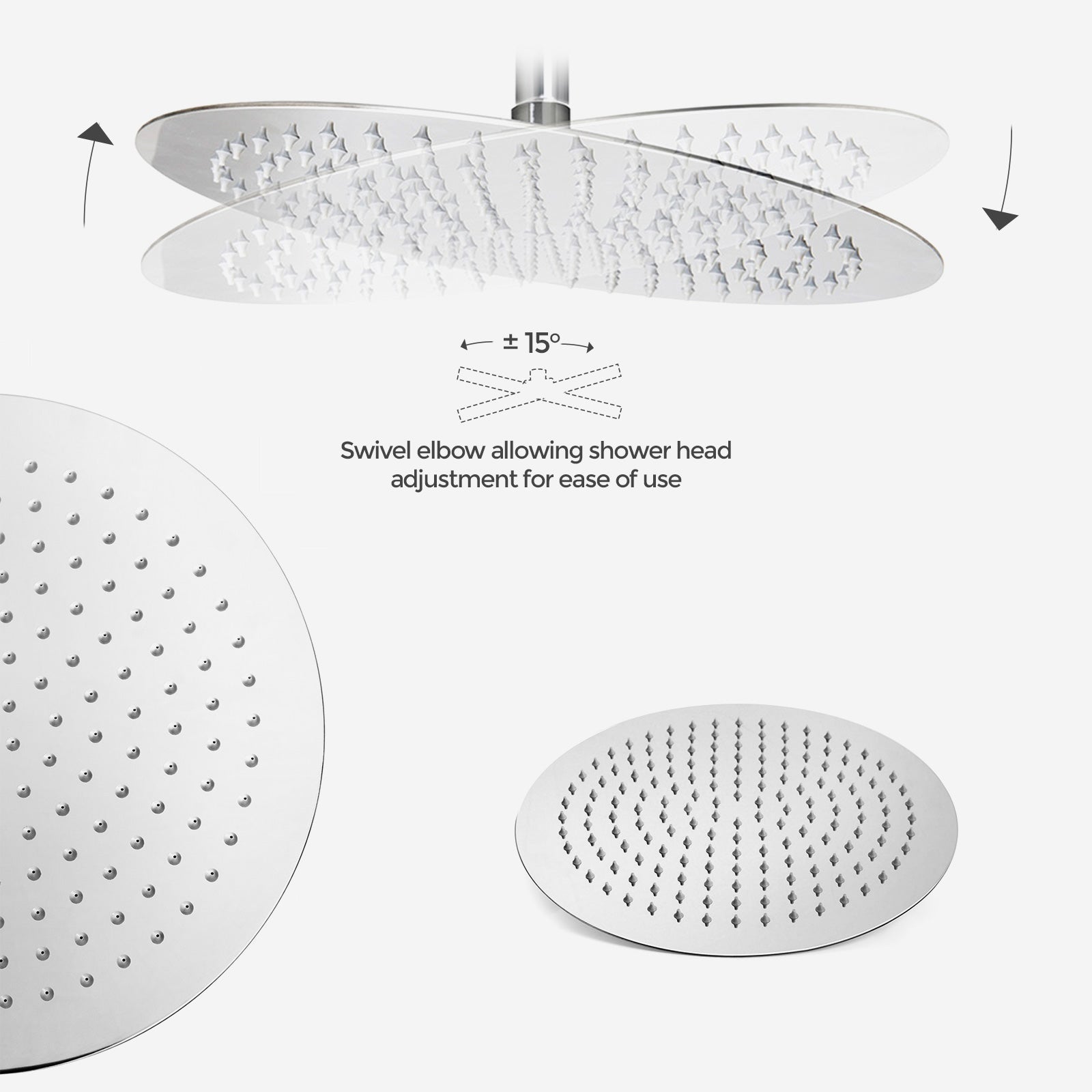 Chrome Round 3 Way Concealed Thermostatic Shower Mixer Valve Shower Head Handset Bath Spout Set