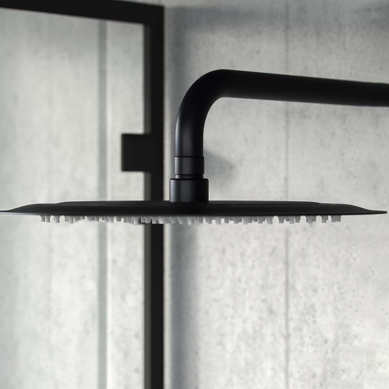 Temel Matte Black Round 300mm Shower with Hand Held Set Thermostatic Mixer Valve