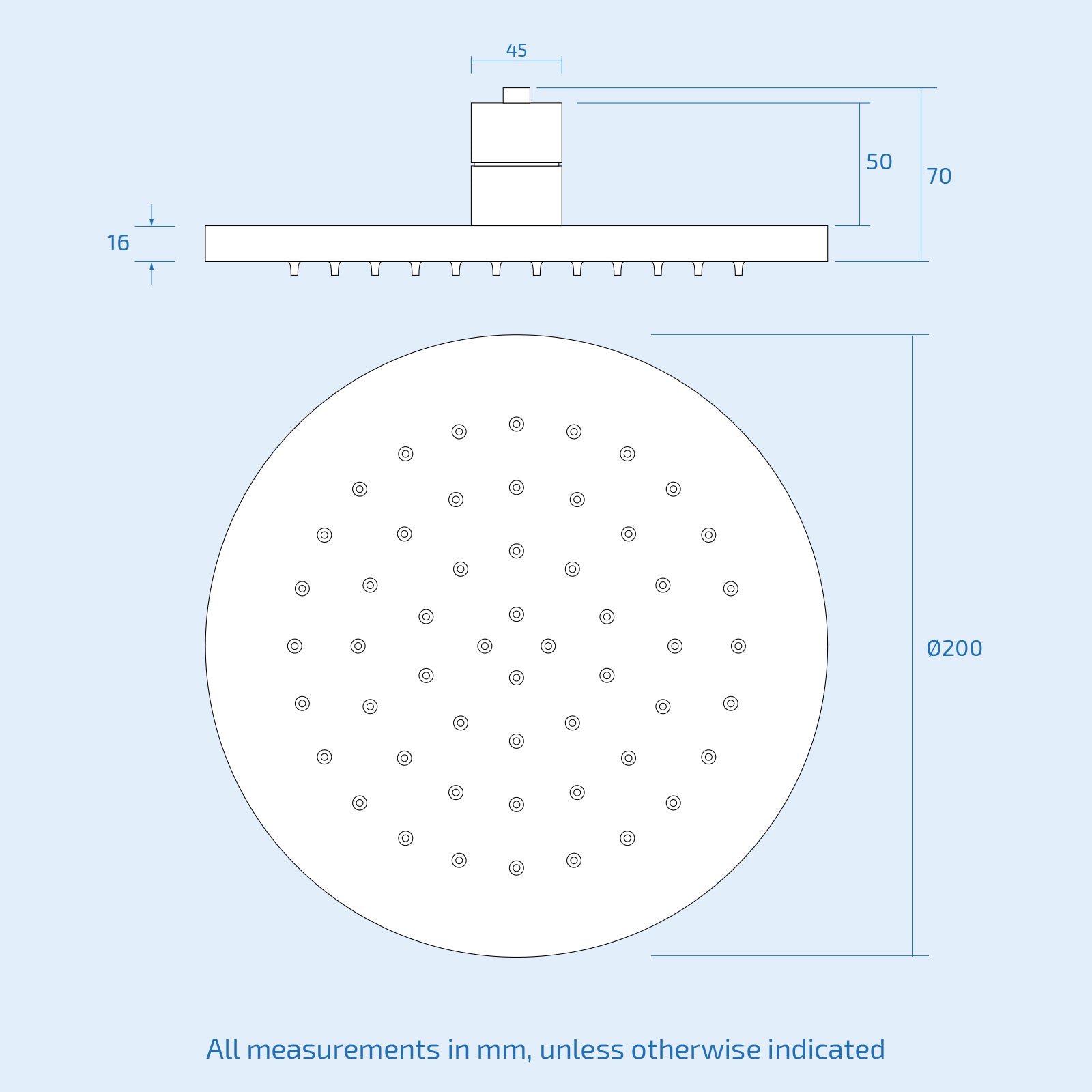 Otley Thermostatic Shower Mixer Valve 200mm LED Shower Head, Riser Rail Kit