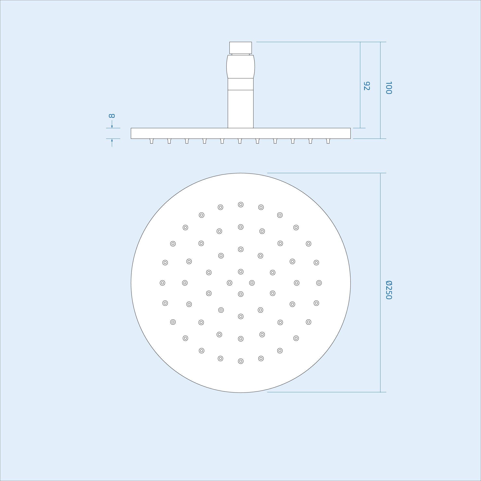 Darwen Thermostatic Shower Mixer Valve 250mm LED Shower Head, Riser Rail Kit