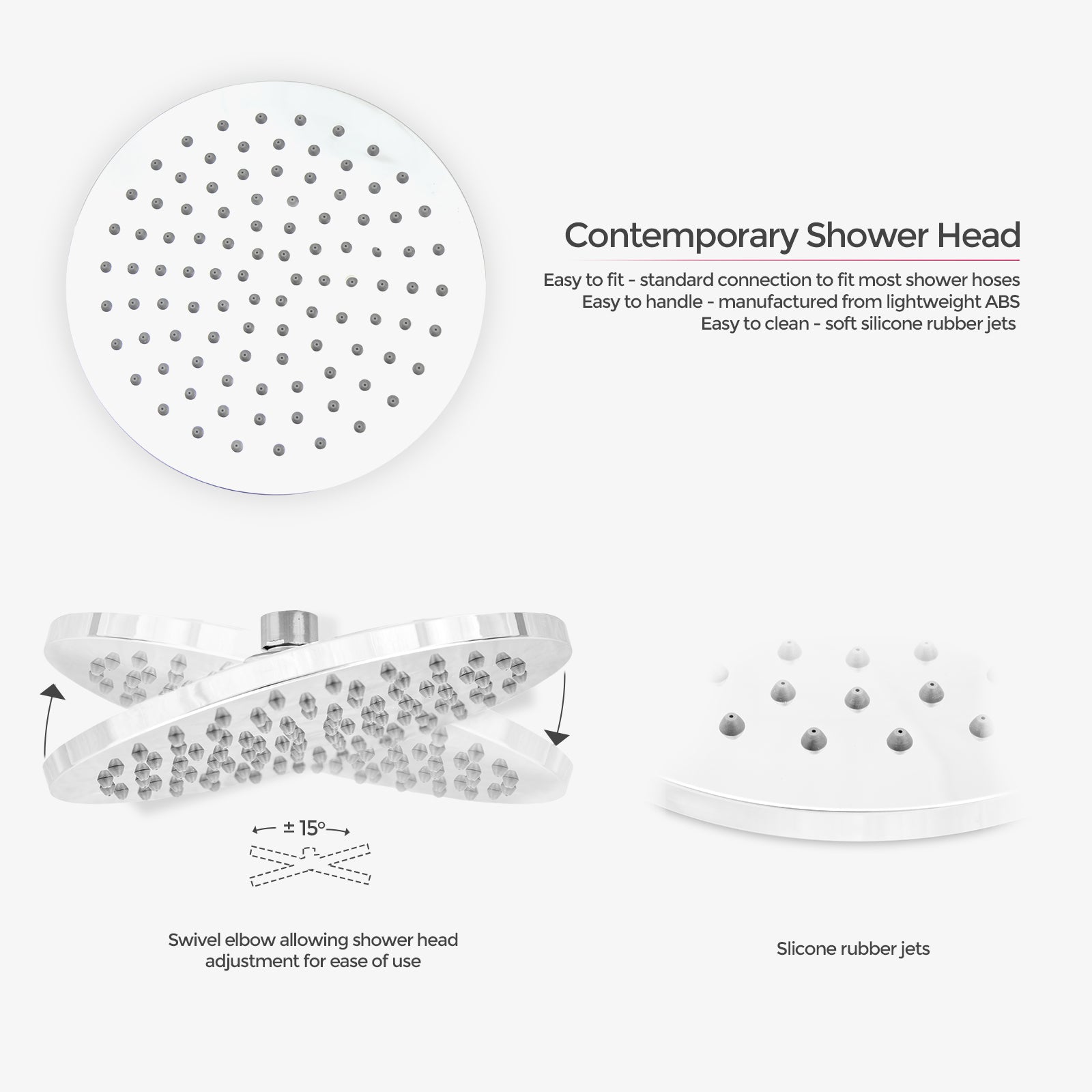 Round Full Chrome Abs Shower Head 200mm