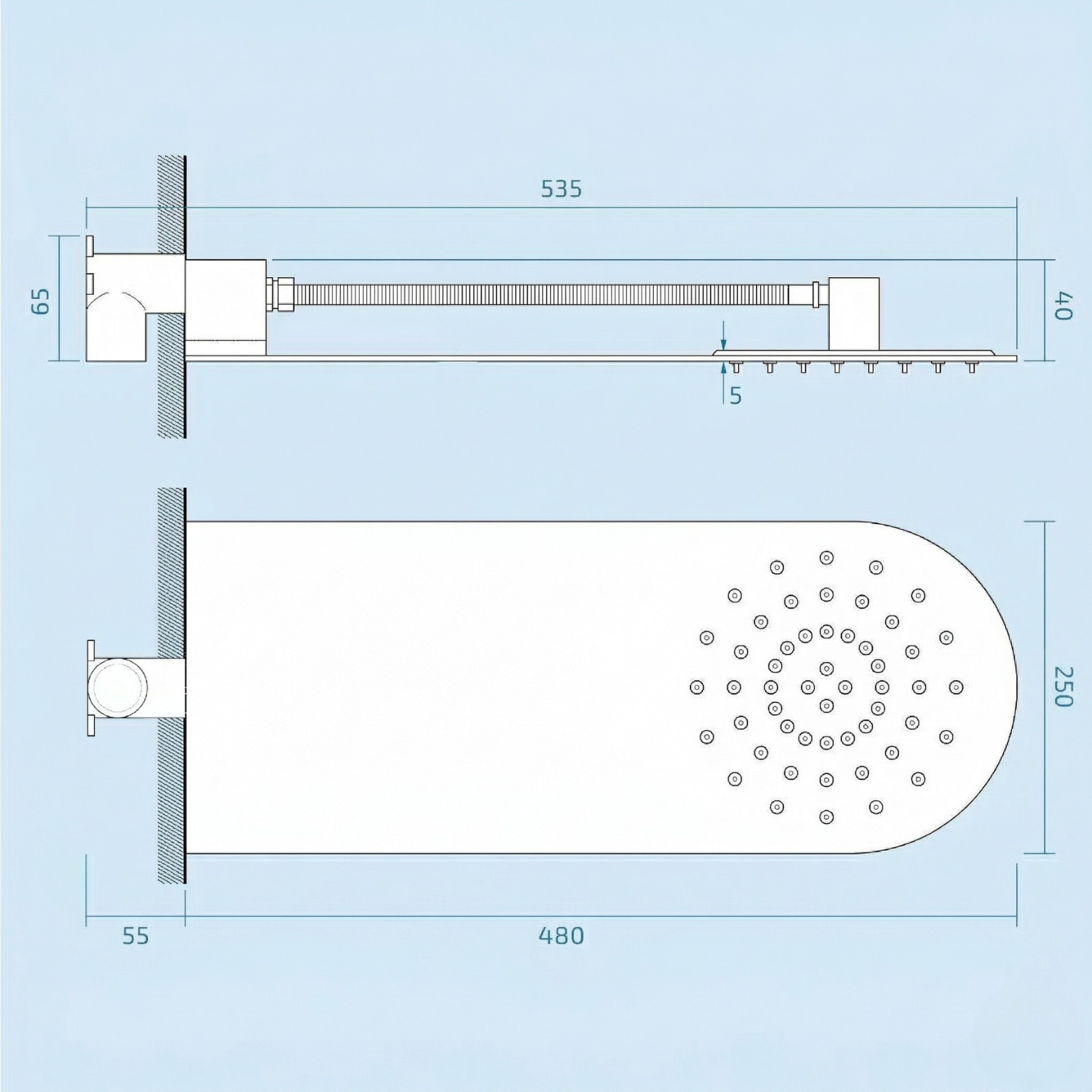 Nero 2 Dial 1 Way Modern Oval Chrome Concealed Thermostatic Shower Mixer Valve with 250mm Rainfall Shower Set