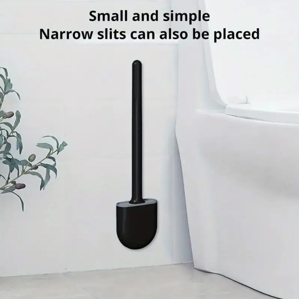 Shelly Silicone Toilet Brushes with Wall Mounted Toilet Brush Holder Black