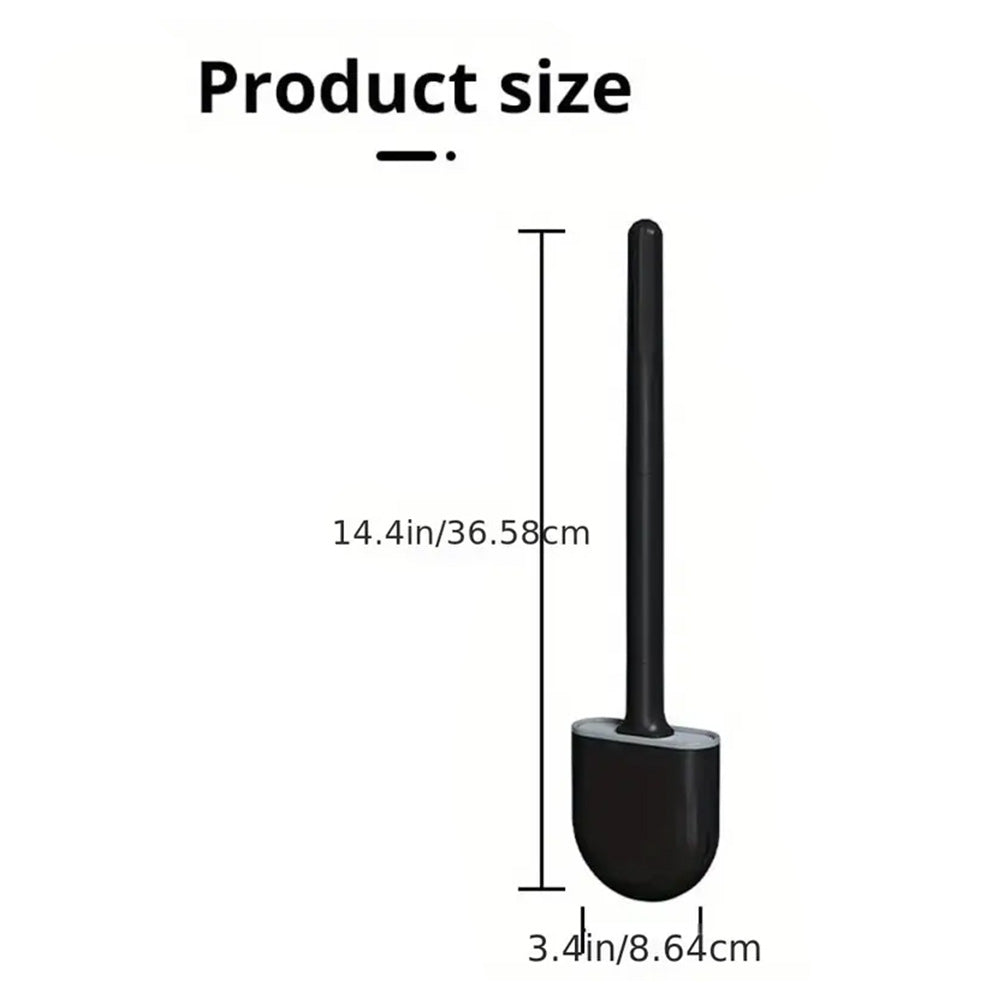 Shelly Silicone Toilet Brushes with Wall Mounted Toilet Brush Holder Black