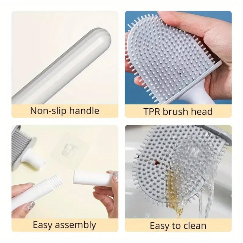 Shelly Silicone Toilet Brushes with Wall Mounted Toilet Brush Holder White