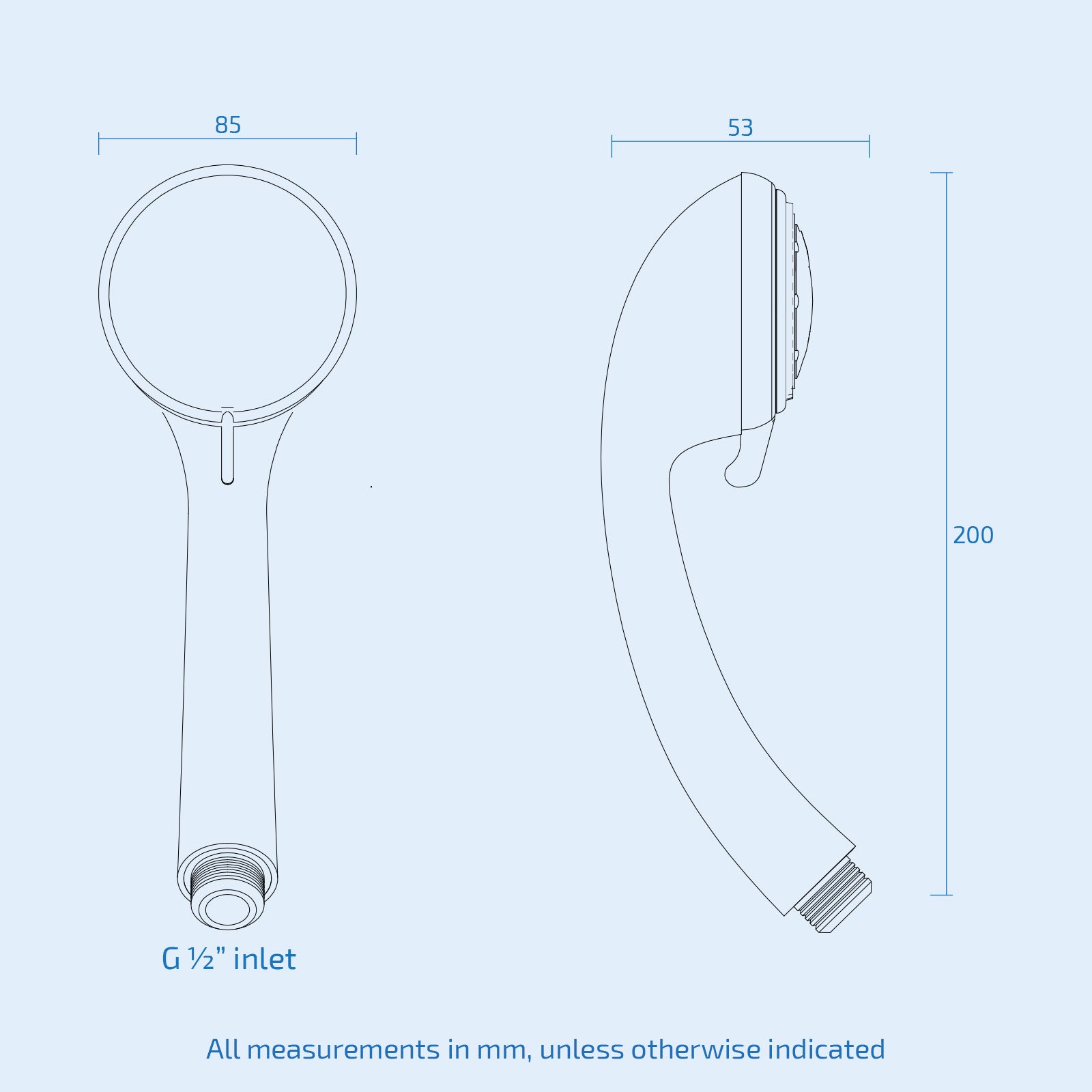 Shower 85mm Bathroom Modern 3 Mode Handset Chrome Finish