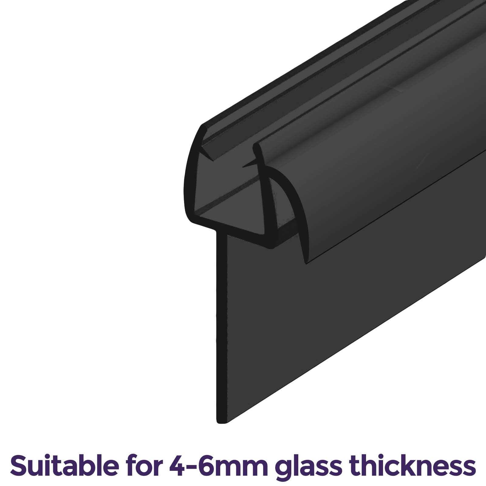 735 mm Glass Shower Door Rubber Seal Strip Gap 6 mm Black