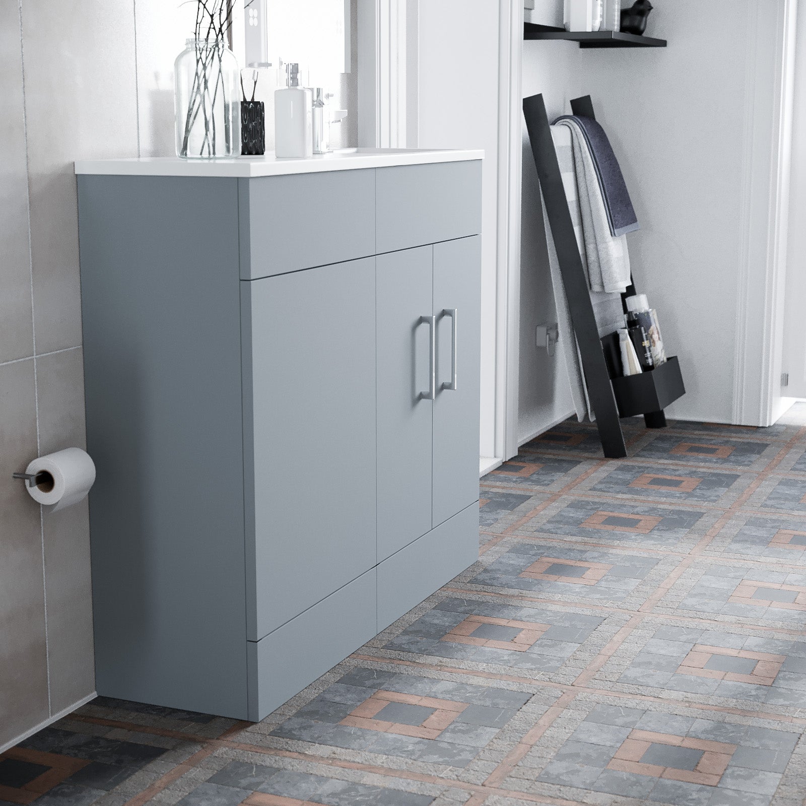 James 1000mm Matte Grey Slimline Basin Vanity Unit And WC Unit