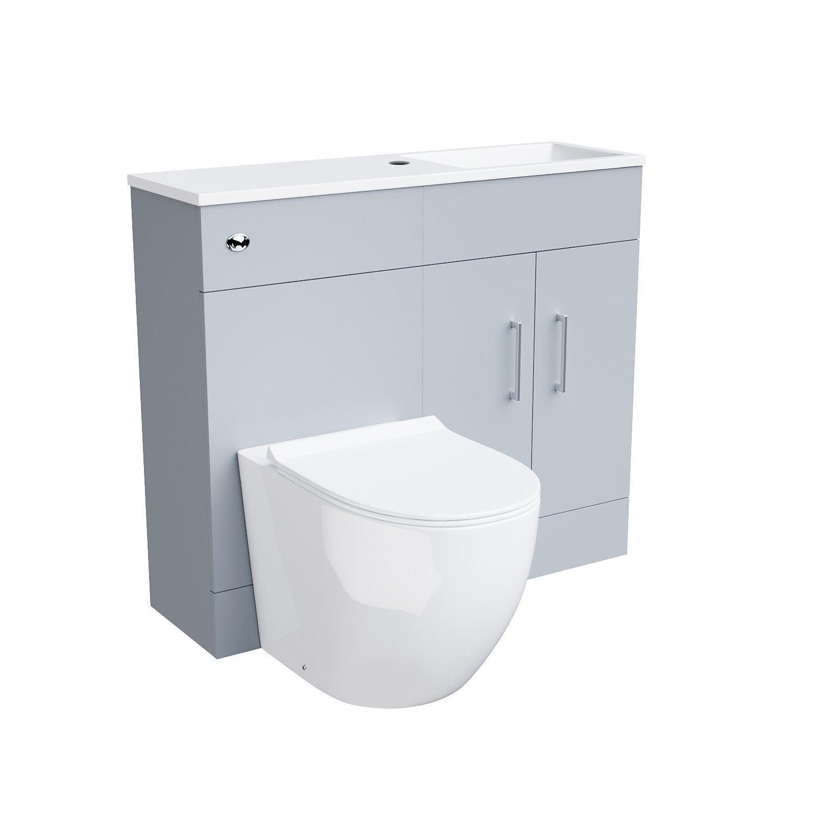James 1000mm Matte Grey Slimline Vanity Basin WC Unit & Round BTW Toilet